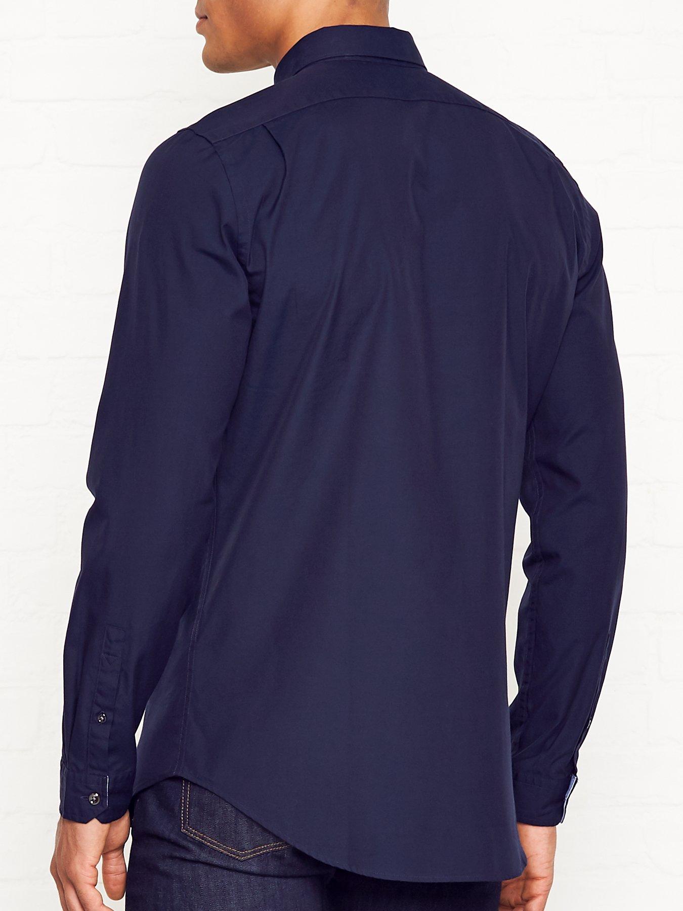 Image 4 of 5 of PS PAUL SMITH PS Paul Smith Zebra Badge Long Sleeve Tailored Fit Shirt - Navy