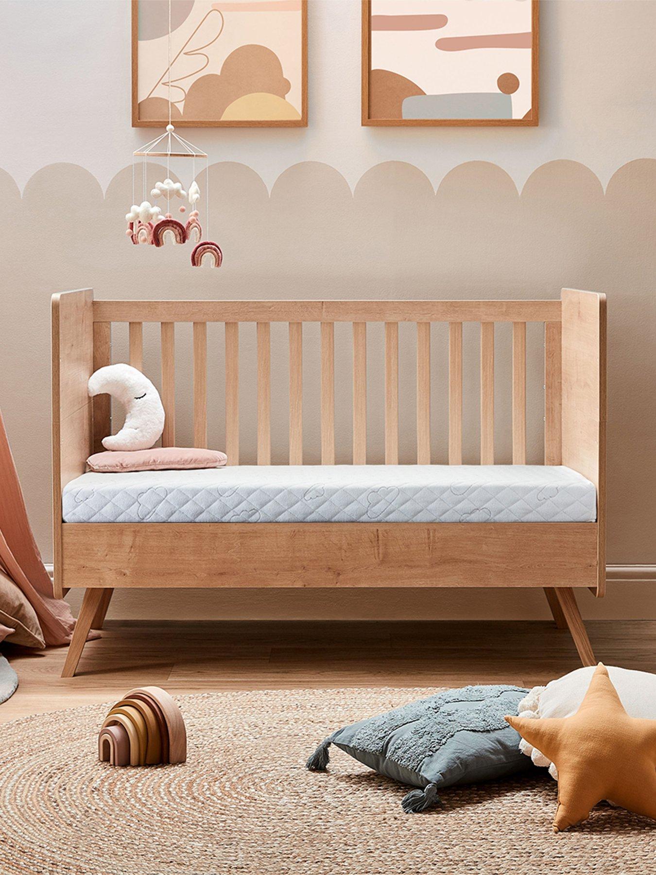 BABY COT BED «HETRE» | 60 X 120 CM | WHITE + NATURAL