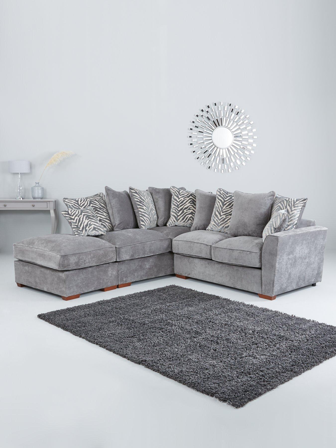 undefined Kingston Left Hand Scatter Back Corner Chaise with Footstool