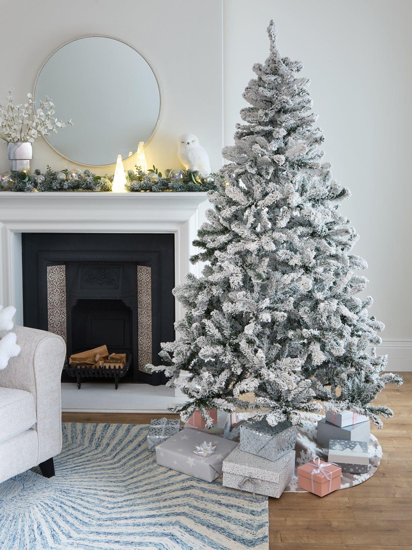undefined 8ft Flocked Emperor Christmas Tree with Metal Stand