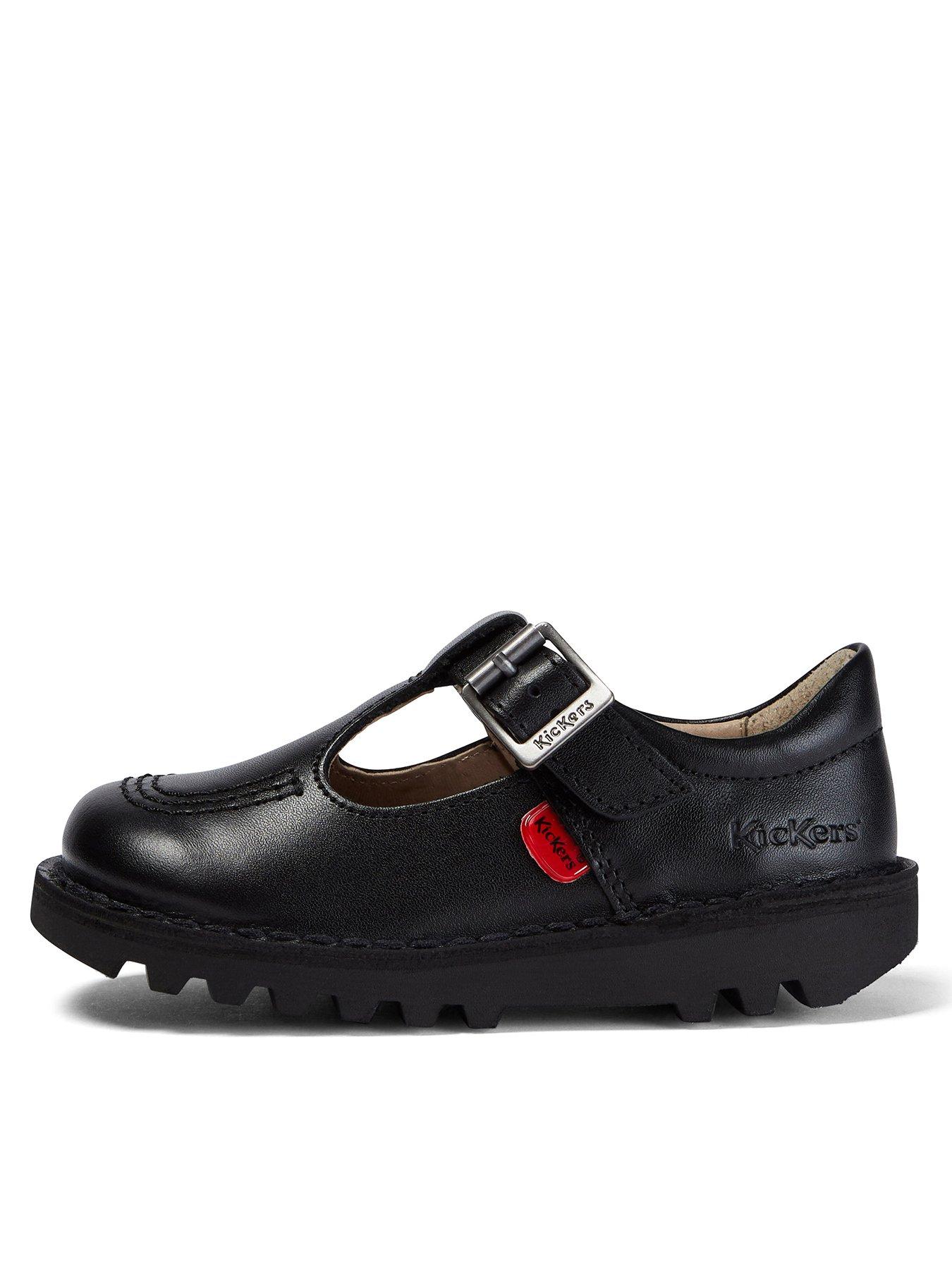 Image of Kickers Kids Kick T Leather Shoes - Black