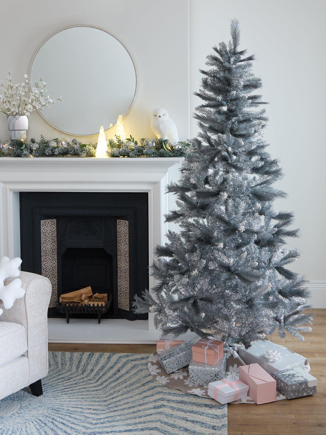 very-home-7ftnbspsilver-grey-sparkle-christmas-tree-with-frosted-tipsfront