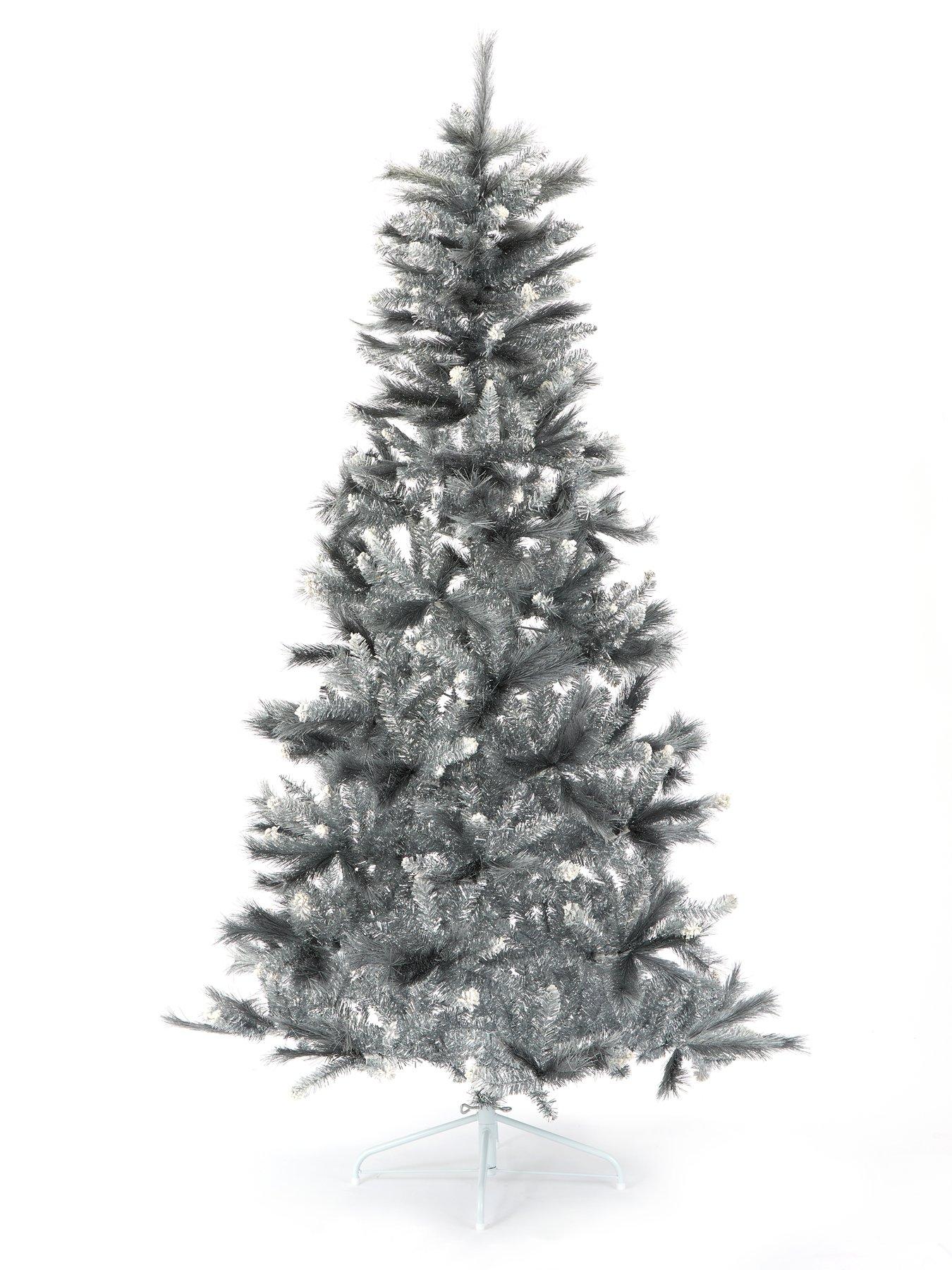 very-home-7ftnbspsilver-grey-sparkle-christmas-tree-with-frosted-tipsstillFront