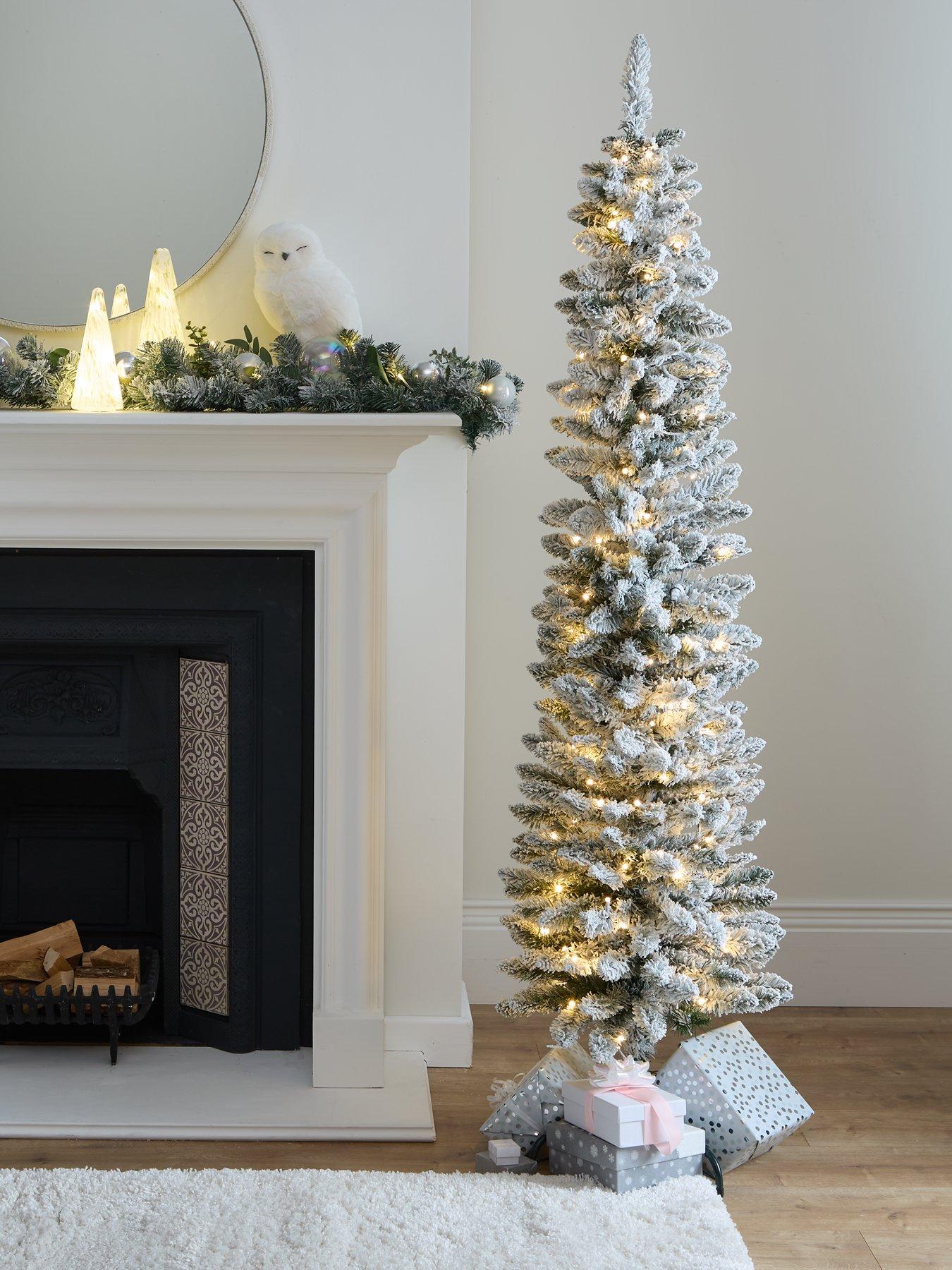 undefined 6ft Flocked Emperor Pre Lit Pencil Christmas Tree