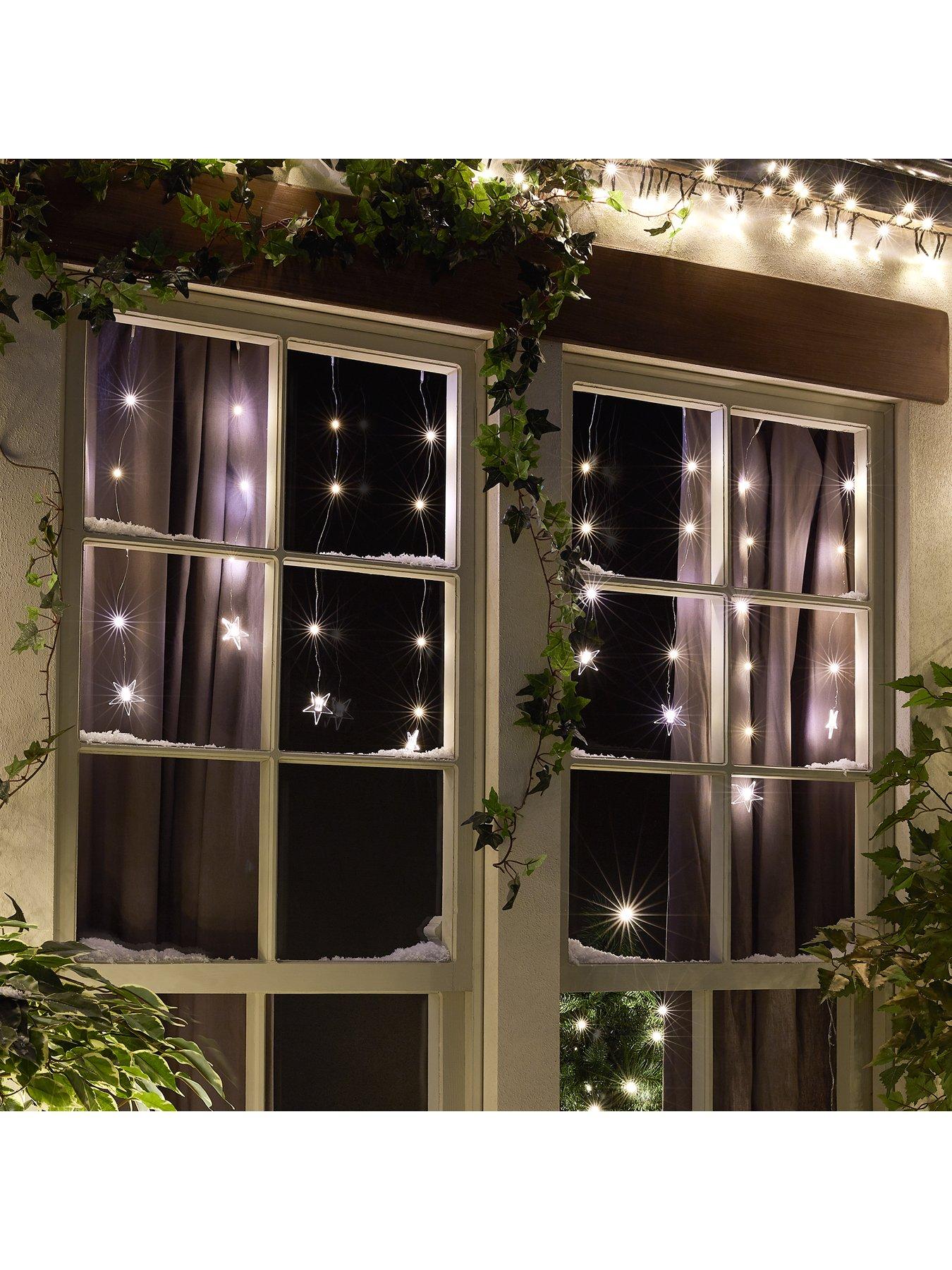 Image 1 of 5 of Very Home 80&nbsp;Warm White Star Curtain Christmas Light