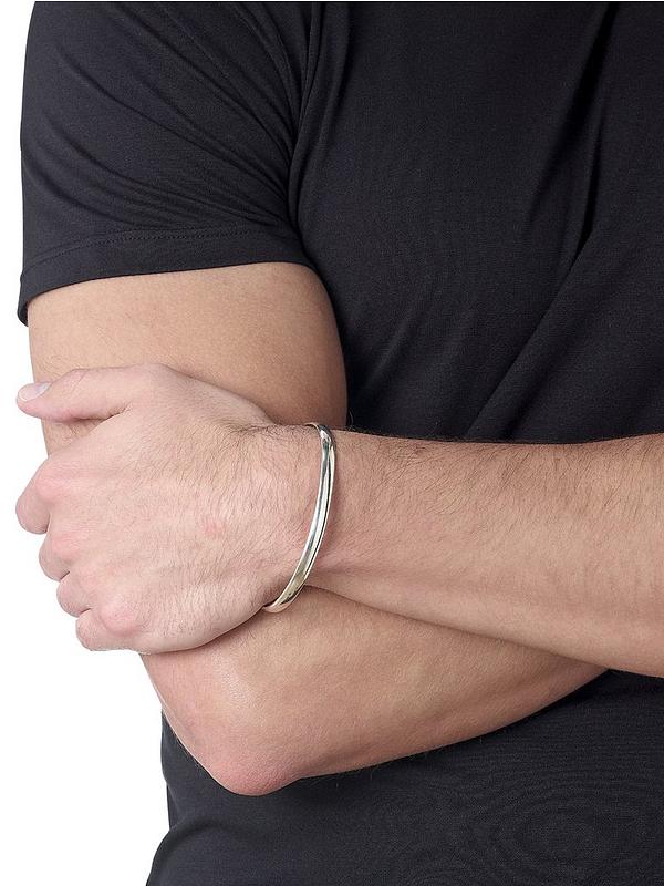 54g MEN'S  GENTS STERLING SILVER TORQUE BALL BANGLE 