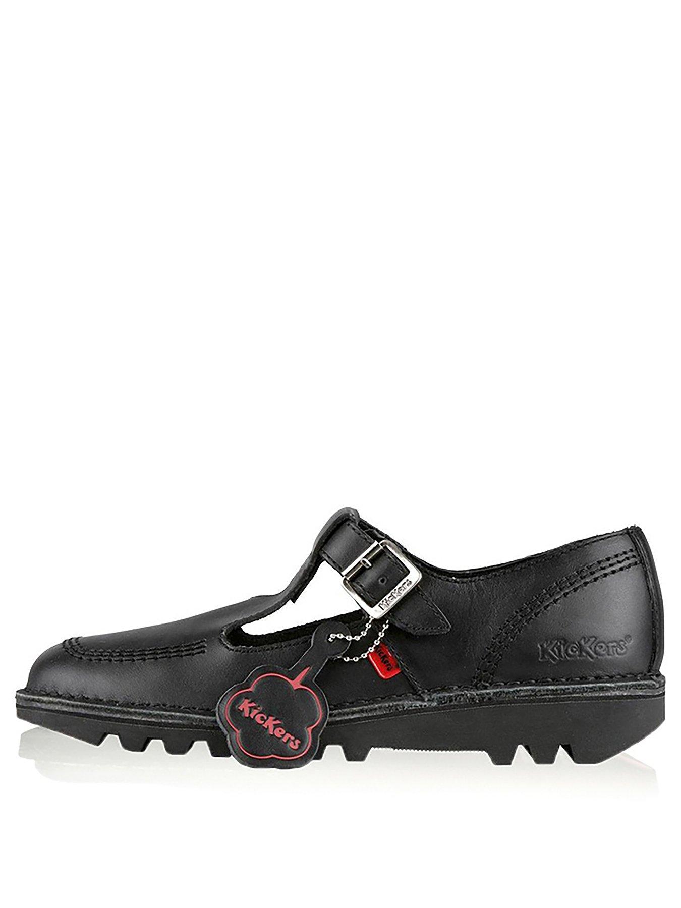 Image of Kickers Kick Lo Aztec Leather Flat Shoe - Black