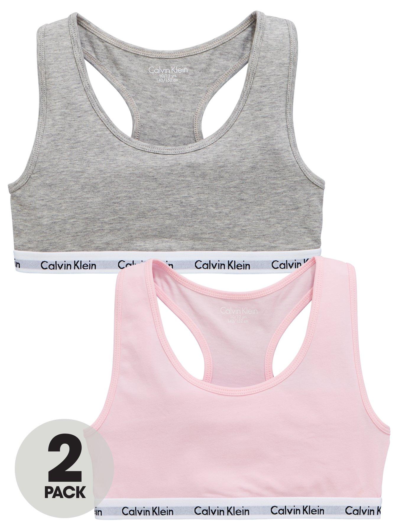 Image 1 of 4 of Calvin Klein Girls 2 Pack Bralettes - Grey/Pink