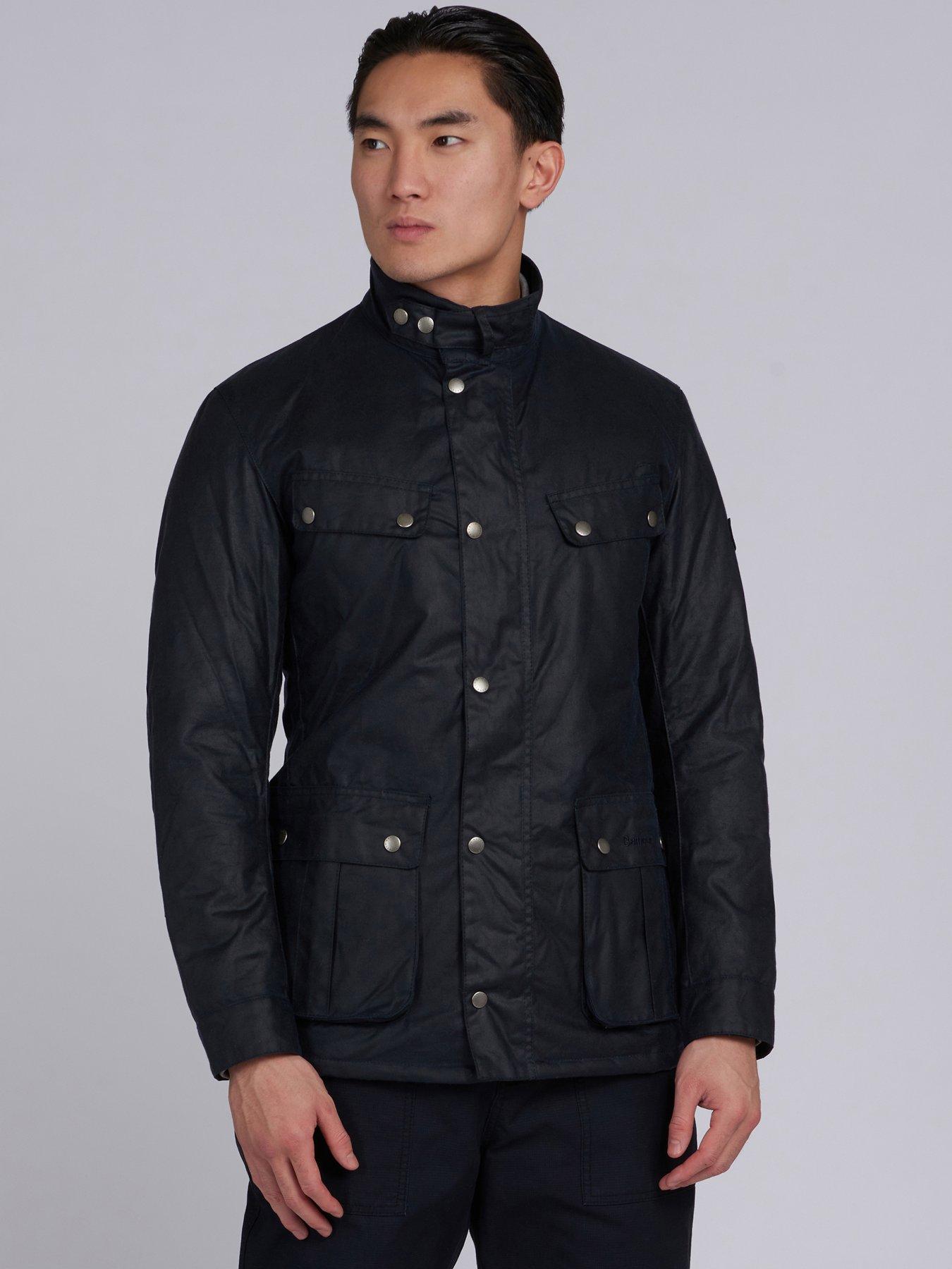 Duke Tailored Fit Wax Jacket Navy