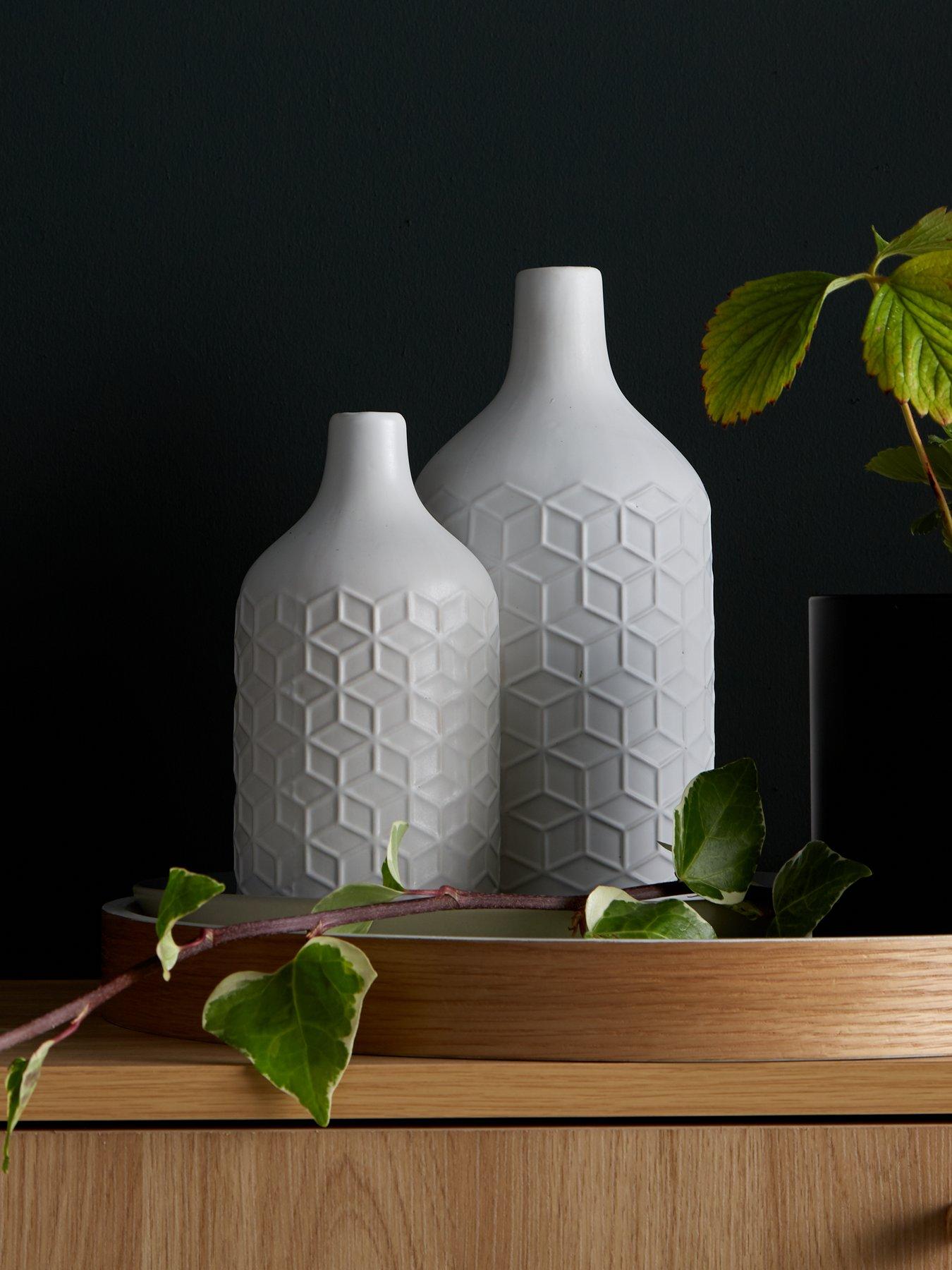 Image 1 of 4 of Very Home Set Of 2 Matt White Vases