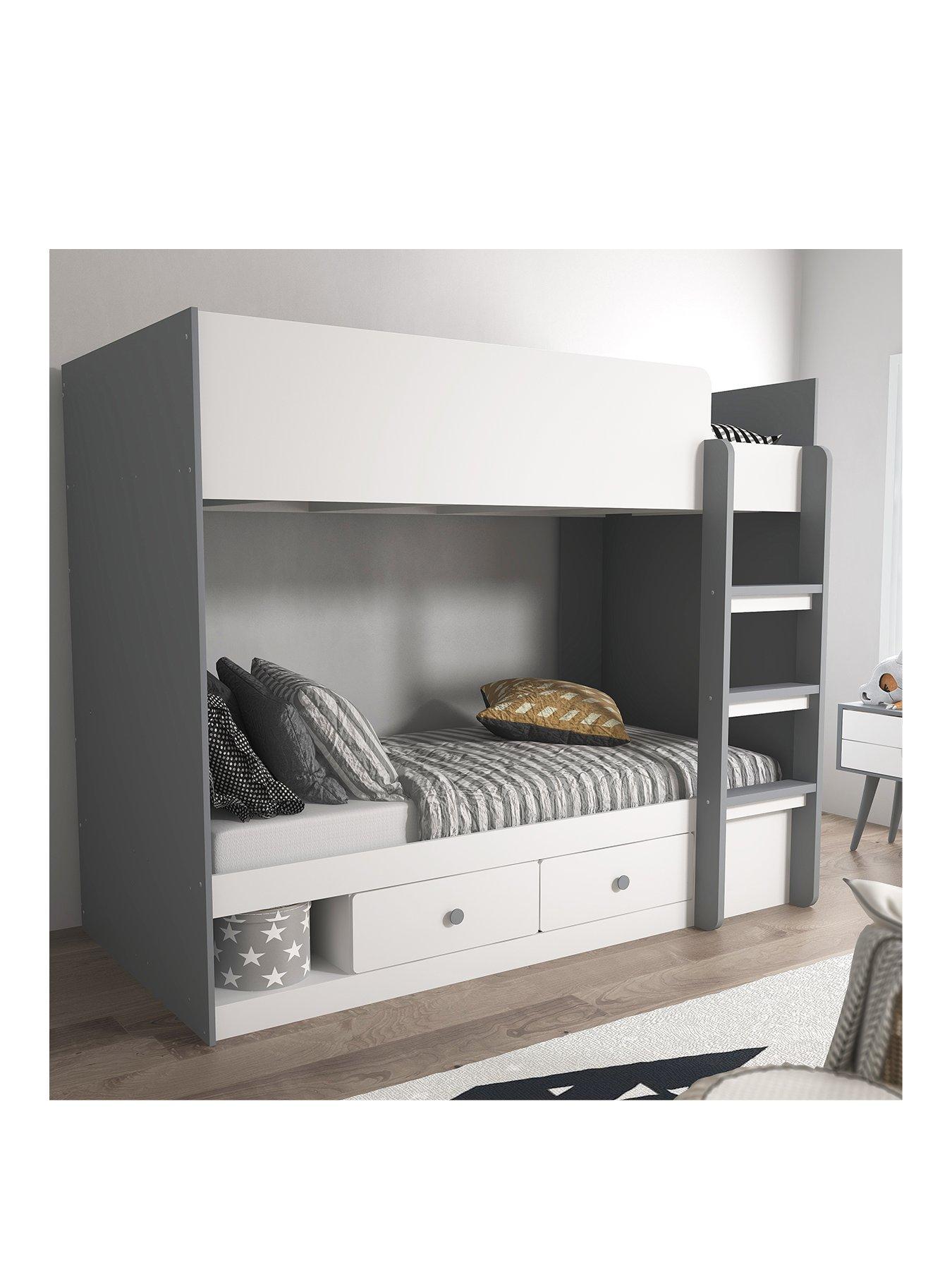 Image 2 of 6 of Very Home Peyton Storage Bunk Bed with Mattress Options (Buy and SAVE!) - White/Grey
