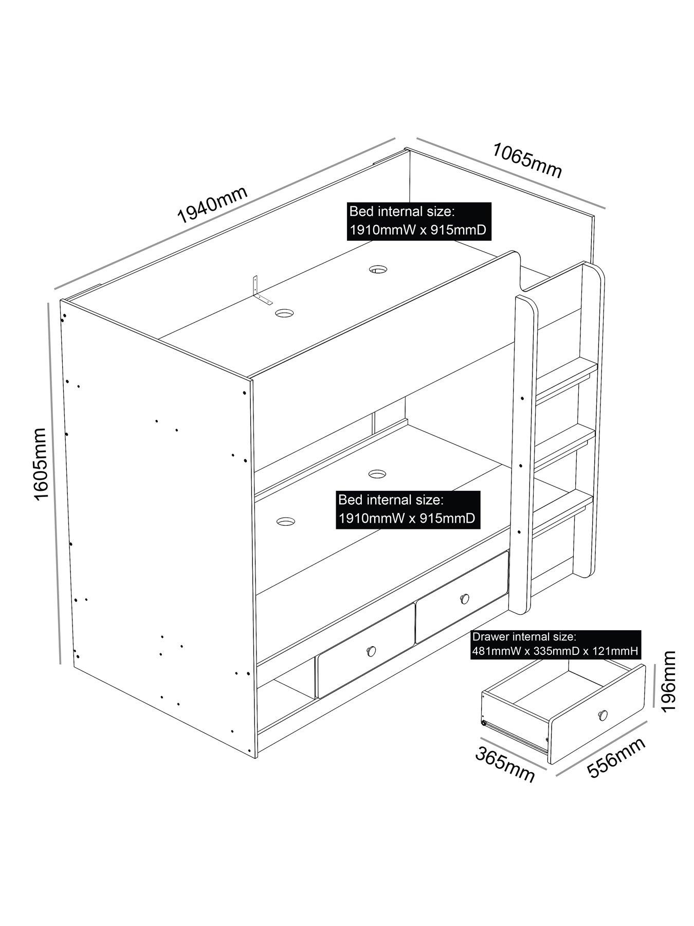 Image 4 of 6 of Very Home Peyton Storage Bunk Bed with Mattress Options (Buy and SAVE!) - White/Grey