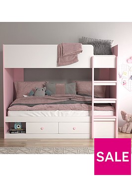 very-home-peyton-storage-bunk-bed-with-mattress-options-buy-and-save-whitepink