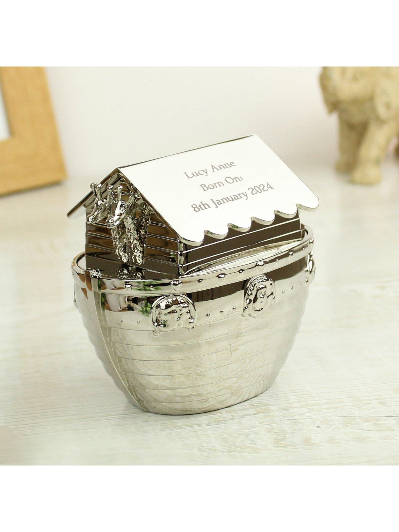 Image 3 of 3 of The Personalised Memento Company Personalised Silver Noah's Ark Money Box