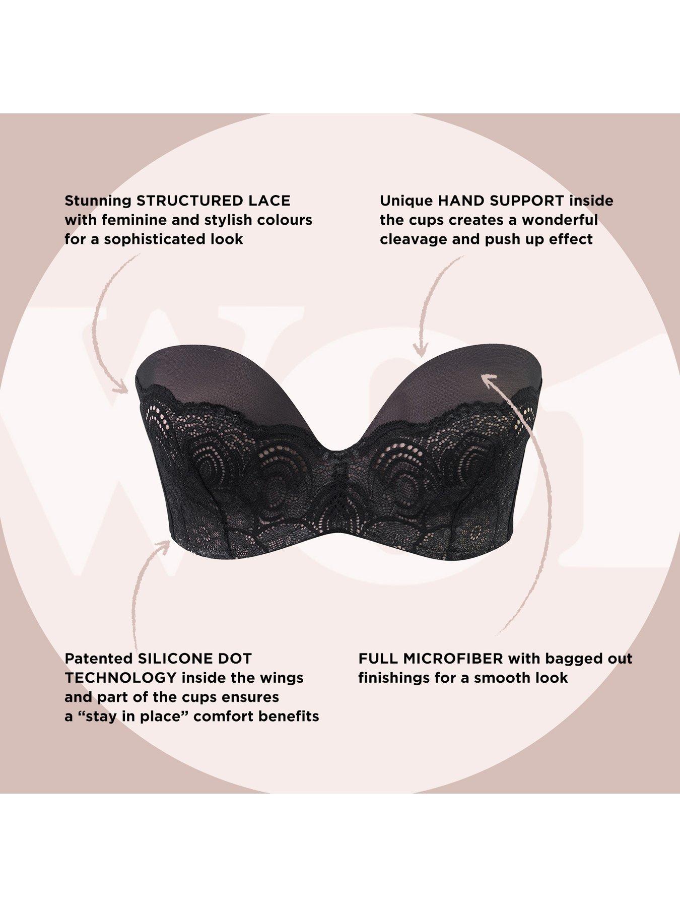 Women's Smooth Padded Convertible Strapless Half Cup Underwire Silicone  Band Multiway Bra H916