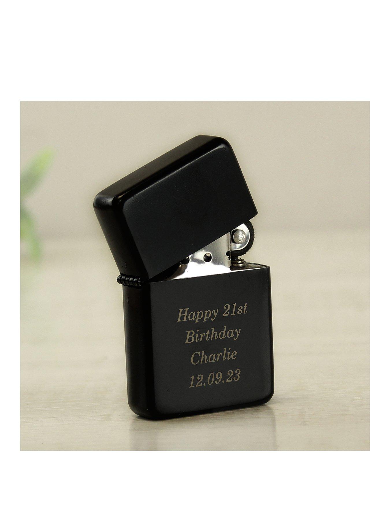 Image 1 of 3 of The Personalised Memento Company Personalised Star Black Lighter