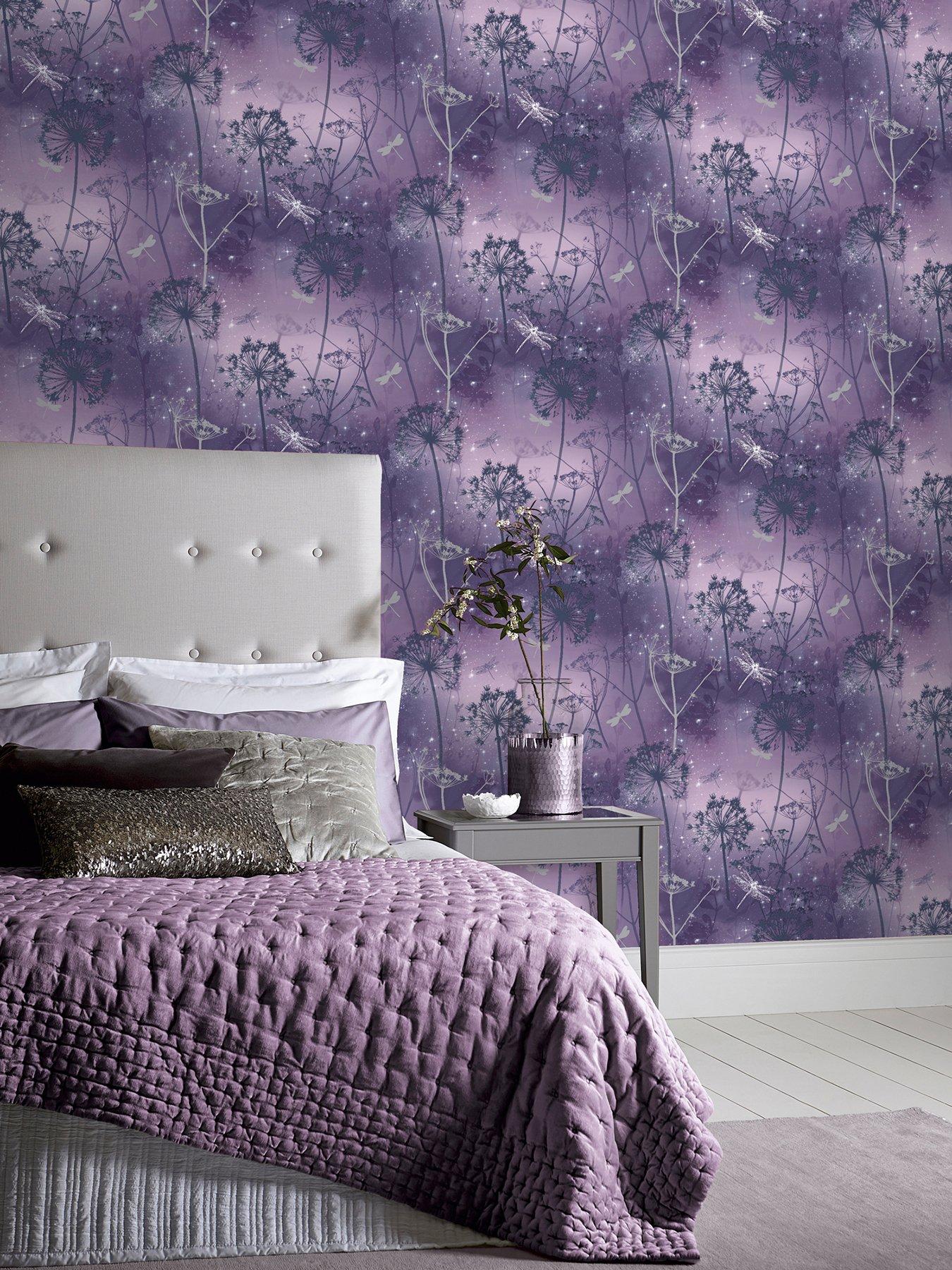 Image 1 of 2 of ARTHOUSE Damselfly Purple Wallpaper