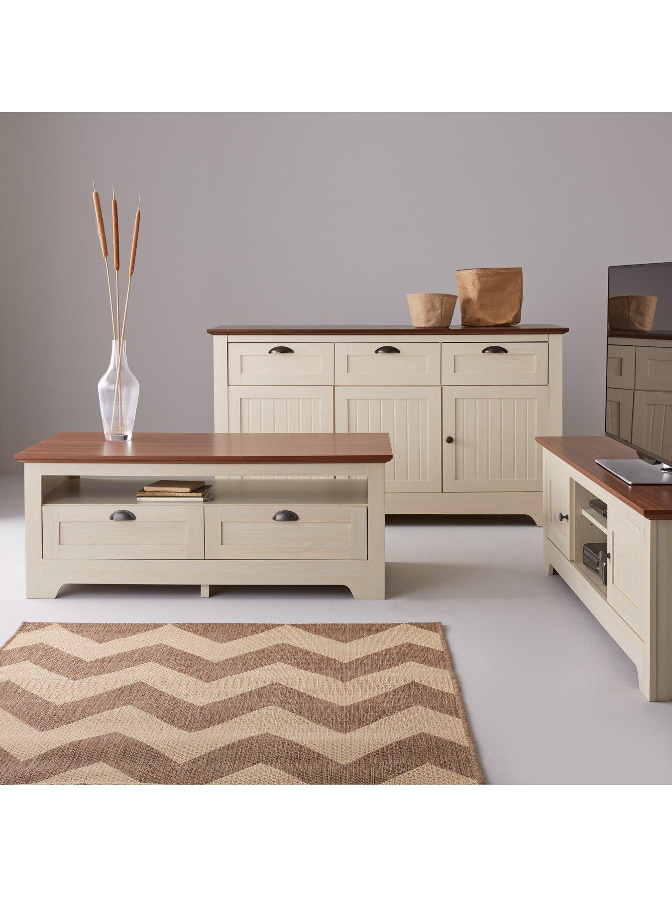 Image 2 of 5 of Very Home Devon Large Sideboard - Ivory/Walnut Effect
