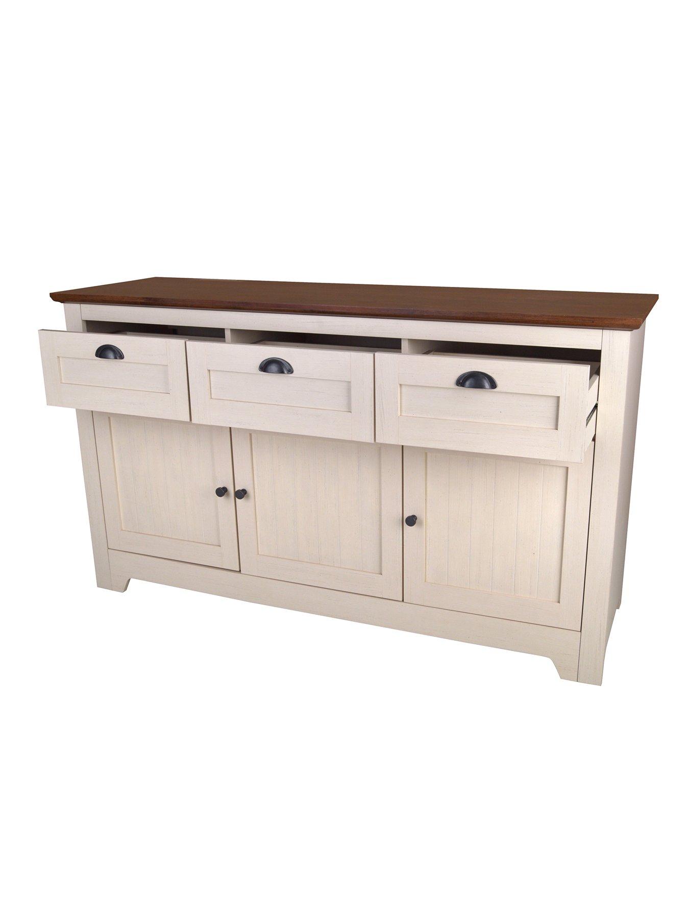 Image 4 of 5 of Very Home Devon Large Sideboard - Ivory/Walnut Effect
