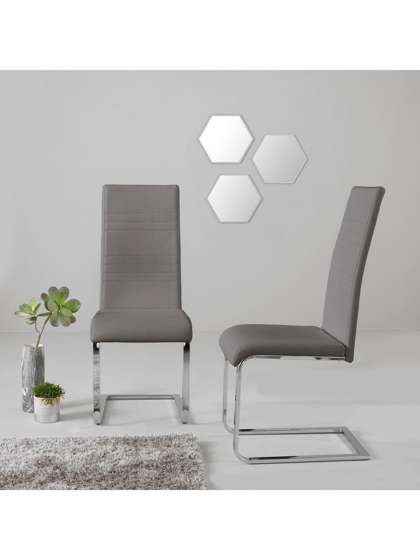 Image 1 of 4 of The Very Collection Pair of Jet Faux Leather Cantilever Dining Chairs - Grey