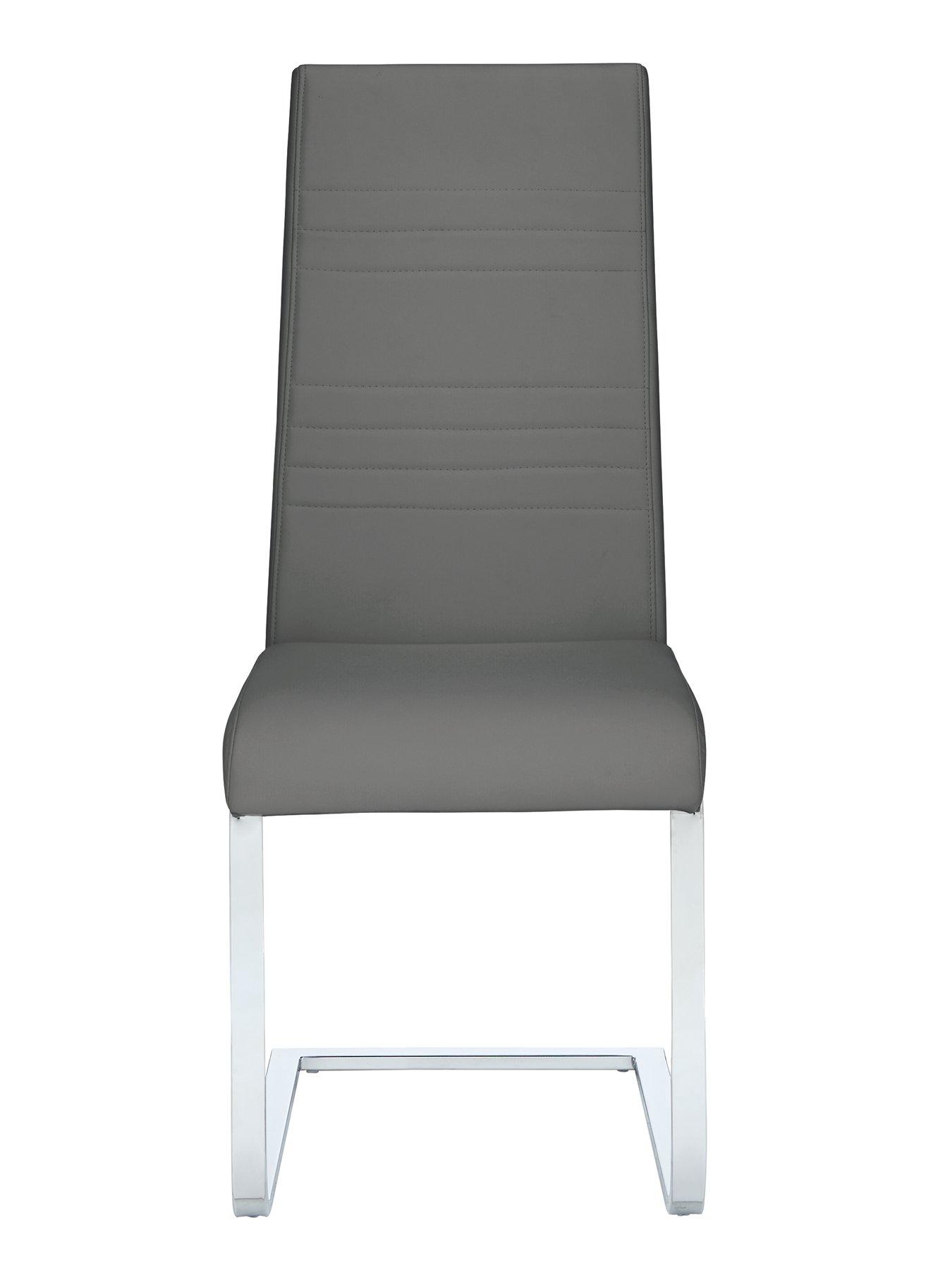Very Home Pair of Jet Faux Leather Cantilever Dining Chairs - Grey