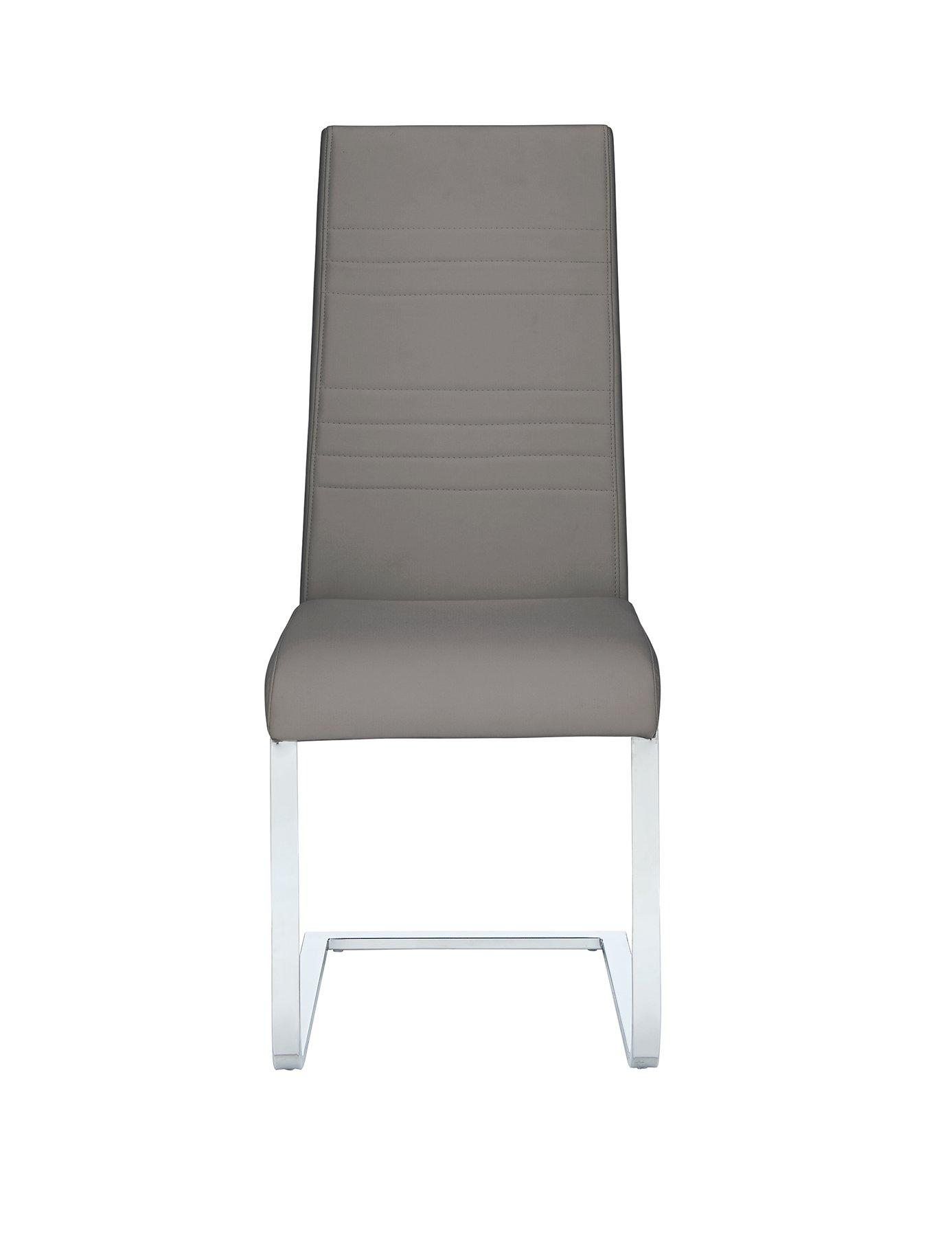 Image 2 of 4 of The Very Collection Pair of Jet Faux Leather Cantilever Dining Chairs - Grey