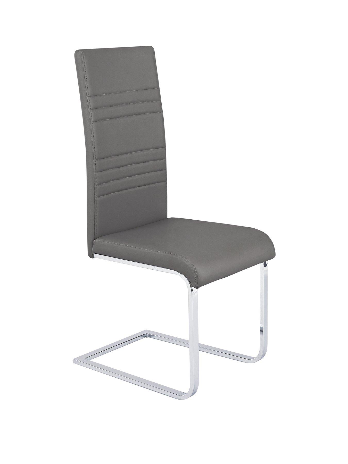 Image 3 of 4 of The Very Collection Pair of Jet Faux Leather Cantilever Dining Chairs - Grey