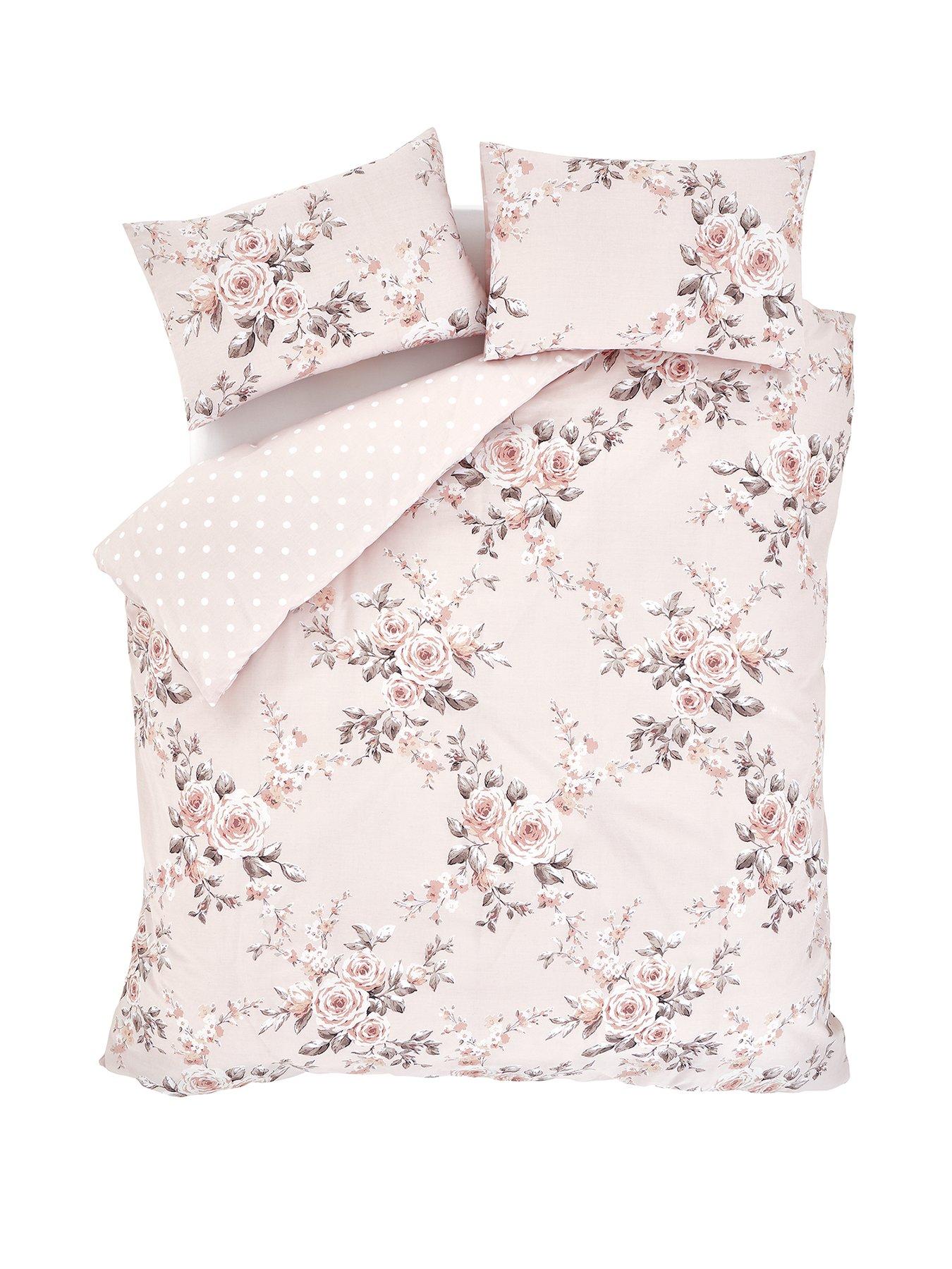 Image 2 of 6 of Catherine Lansfield Canterbury Floral&nbsp;Glitter Duvet Cover Set - Blush Pink