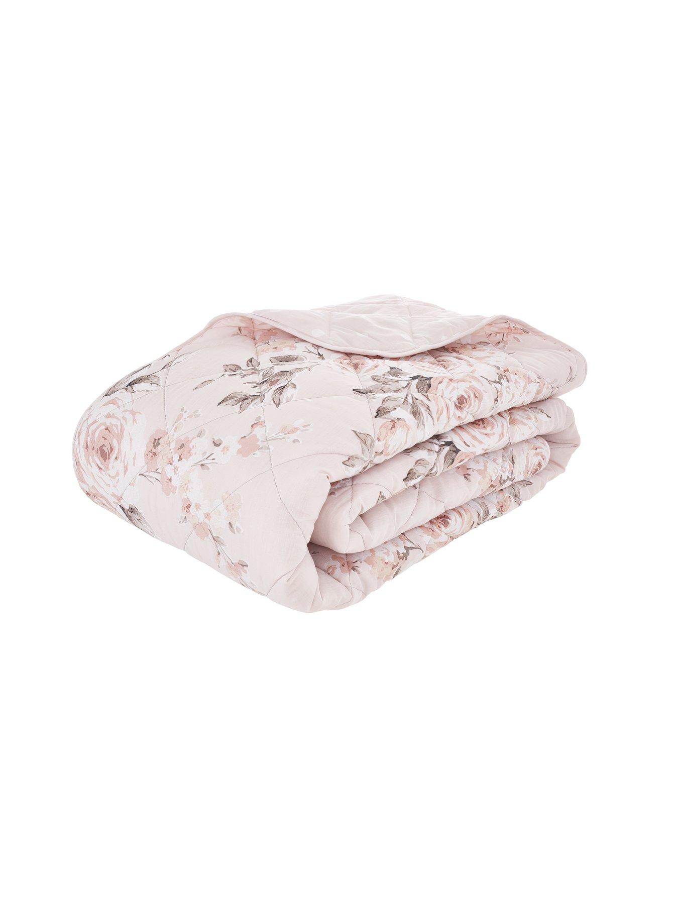 undefined Canterbury Glitter Bedspread Throw - Blush Pink