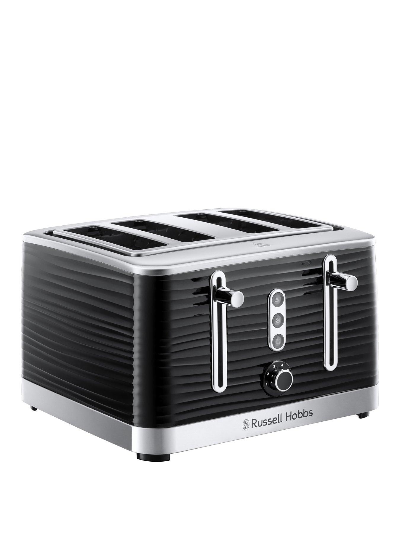 Russell Hobbs Honeycomb 4 Slice Black Plastic Toaster - 26071