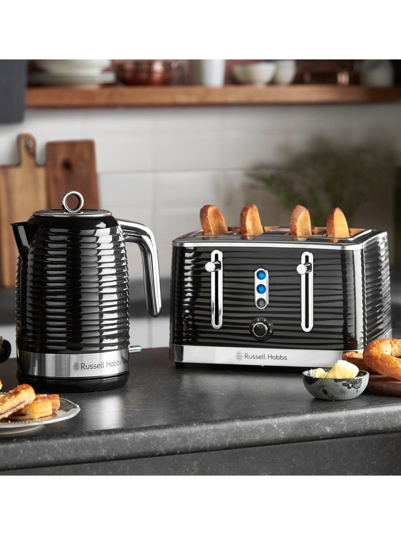 Image 4 of 8 of Russell Hobbs Inspire 4 Slice Black Textured Plastic Toaster - 24381