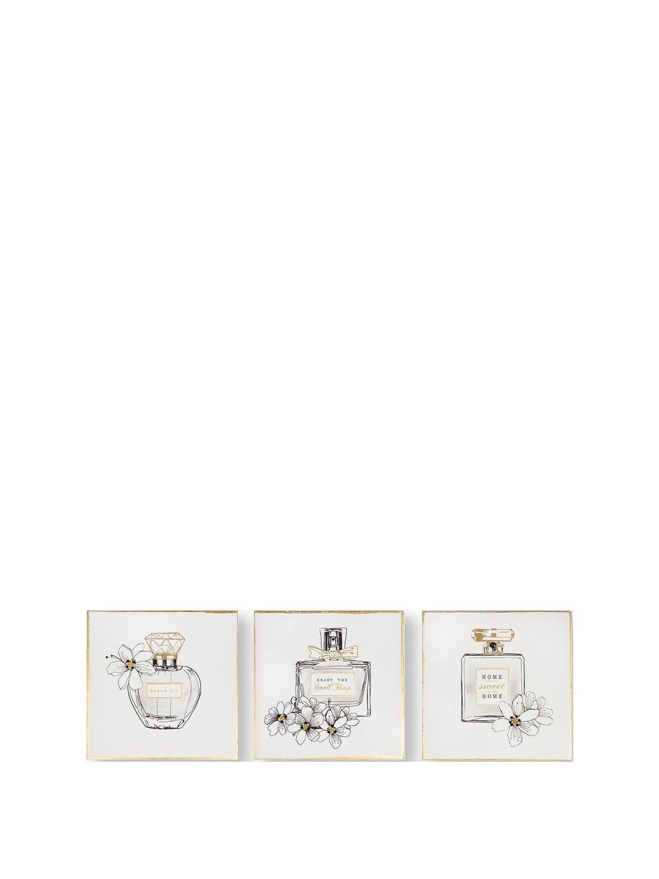 Image 1 of 3 of Art For The Home Pretty Perfume Bottles Set of 3 Canvas Prints