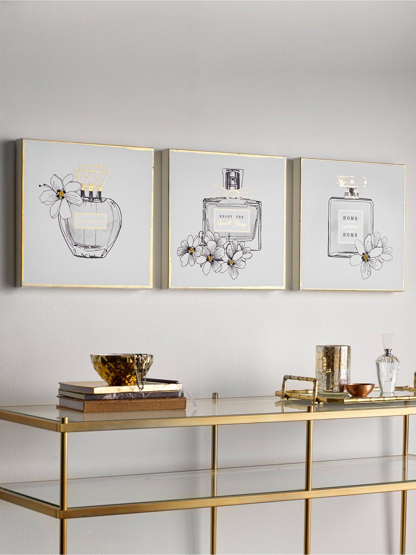 Image 2 of 3 of Art For The Home Pretty Perfume Bottles Set of 3 Canvas Prints