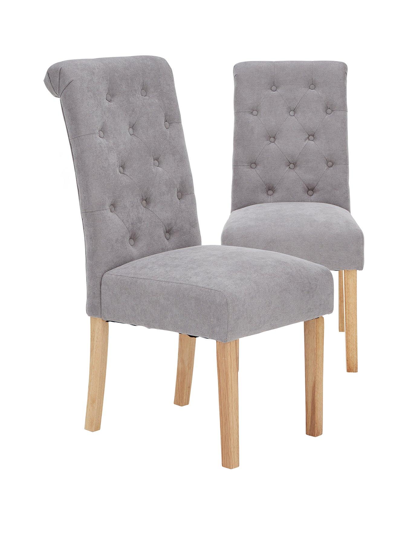 Image 2 of 7 of Very Home Pair Of Fabric Scroll Back Dining Chairs - Grey&nbsp;- FSC&reg; Certified