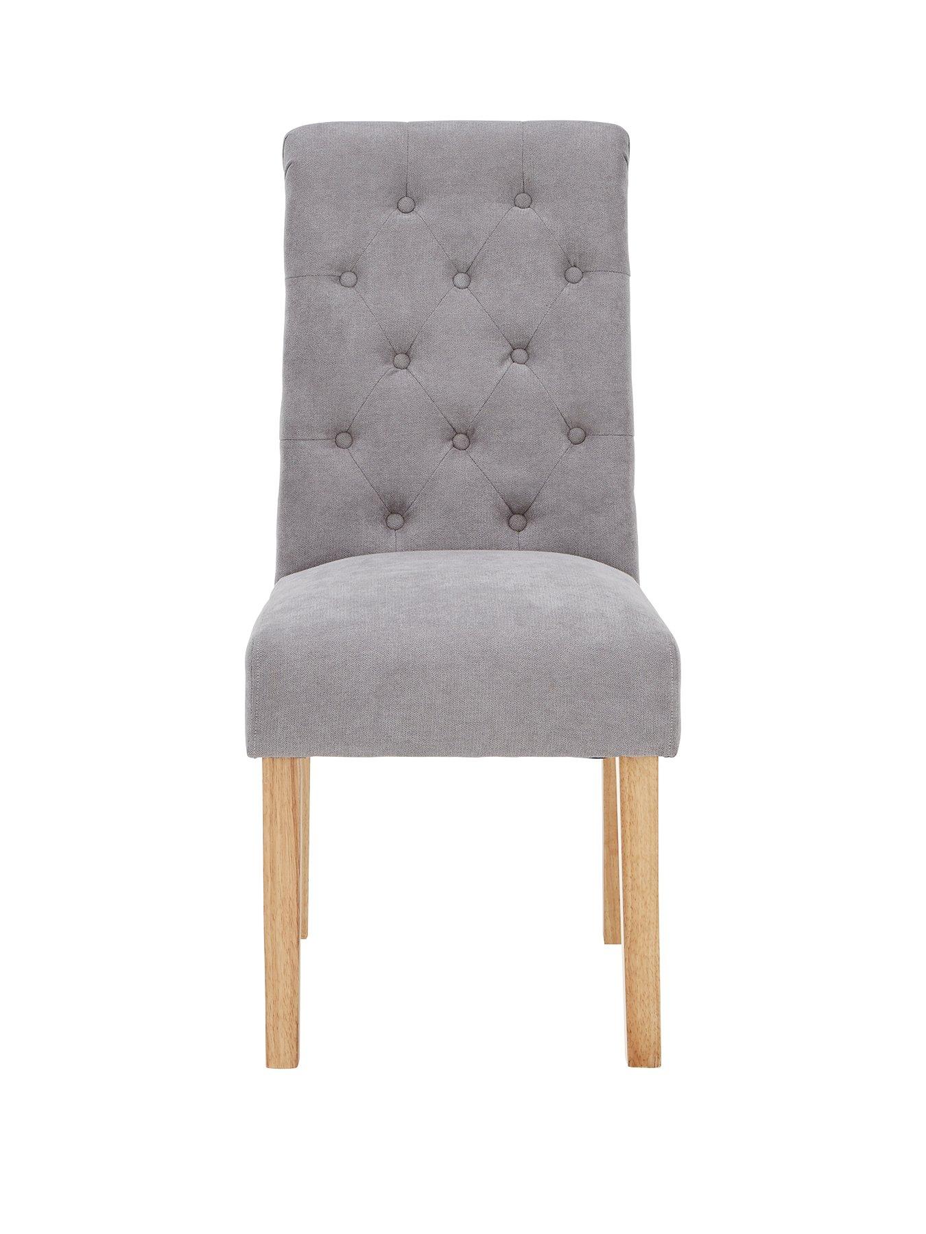 Image 3 of 7 of Very Home Pair Of Fabric Scroll Back Dining Chairs - Grey&nbsp;- FSC&reg; Certified