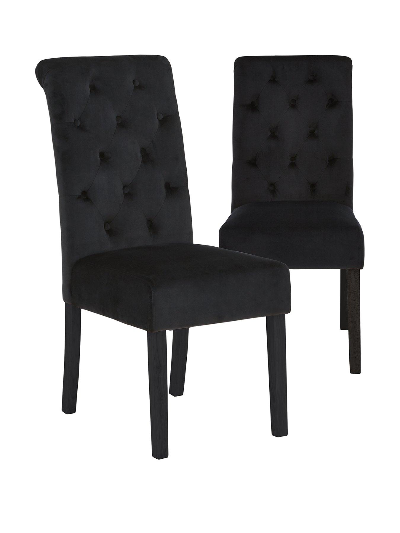 Image 2 of 7 of Very Home Pair Of Velvet Scroll Back Dining Chairs - Black&nbsp;- FSC&reg; Certified