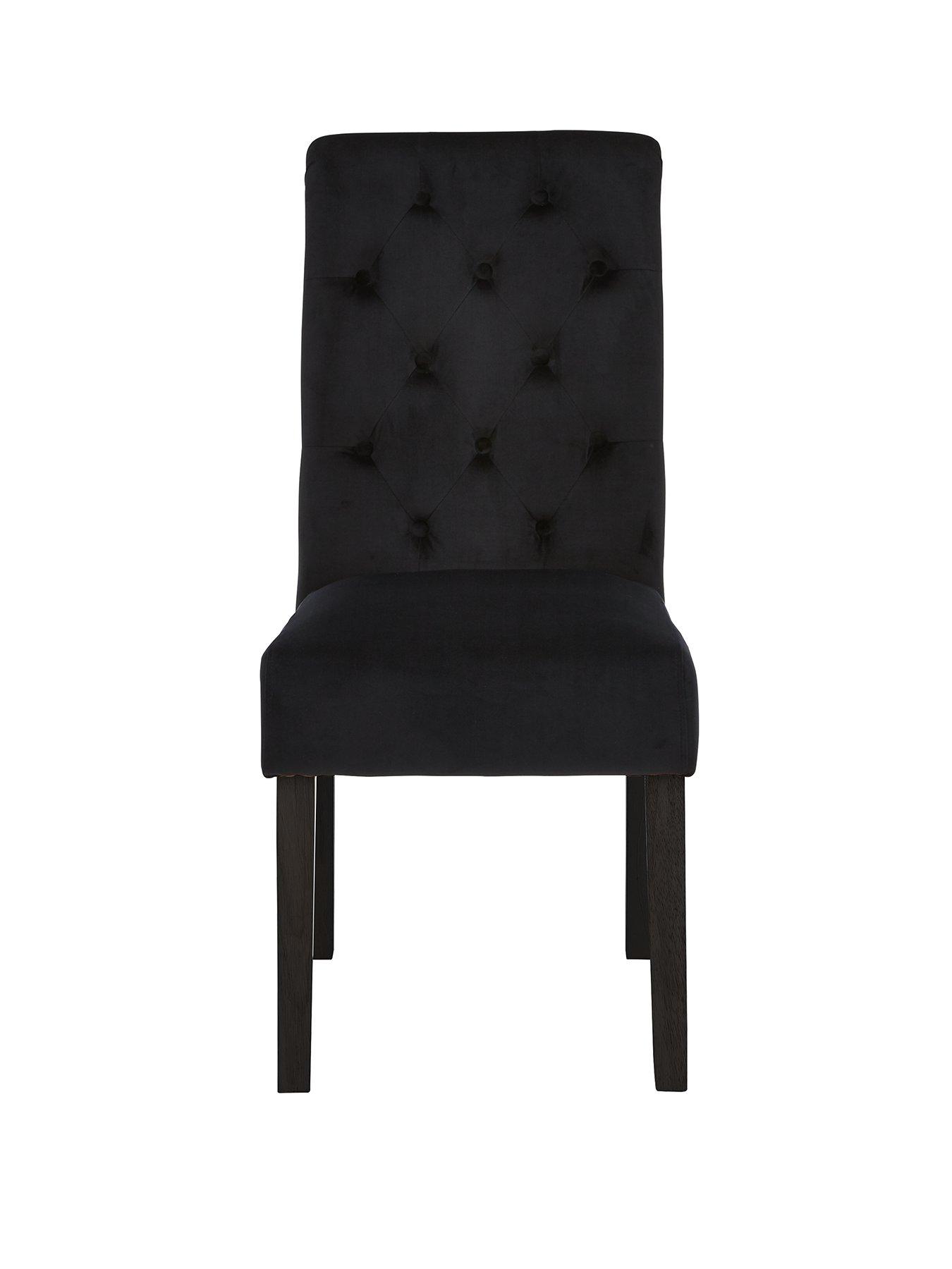 Image 3 of 7 of Very Home Pair Of Velvet Scroll Back Dining Chairs - Black&nbsp;- FSC&reg; Certified