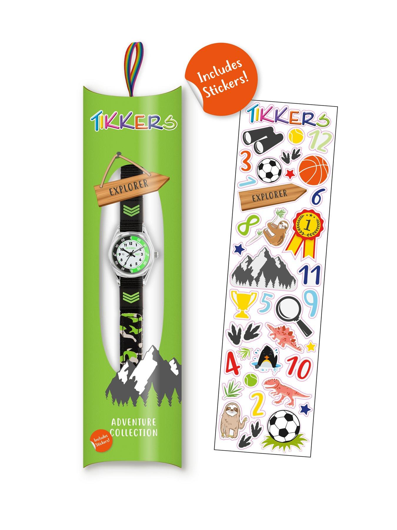 Image 7 of 8 of Tikkers White, Black and Green Time Teller Dial Black Fabric&nbsp;Velco Strap Kids Watch