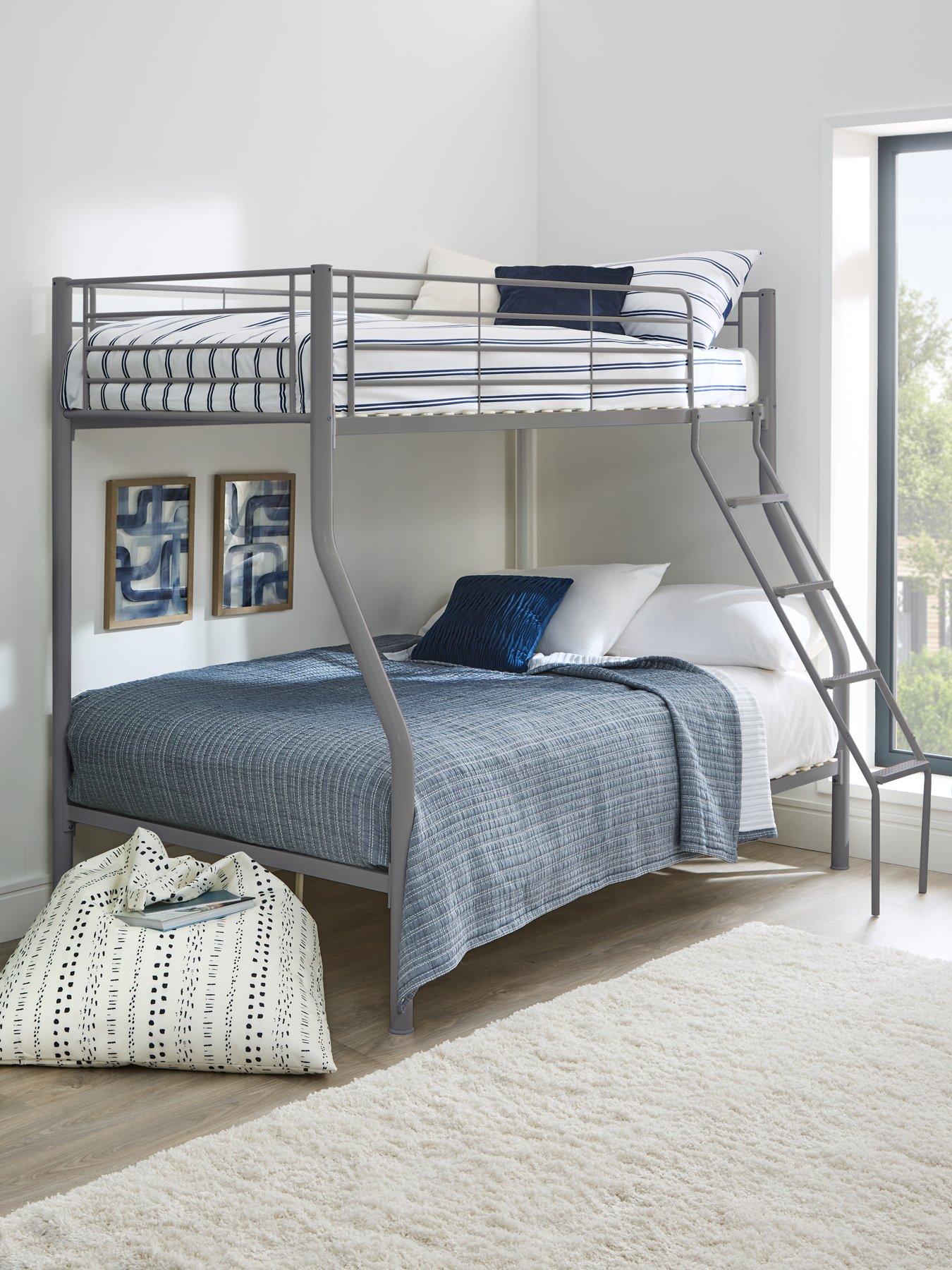 Image 1 of 4 of Very Home Domino Metal Trio Bunk Bed with Optional Mattresses - with Ladder and Top Bunk&nbsp;Guard Rail