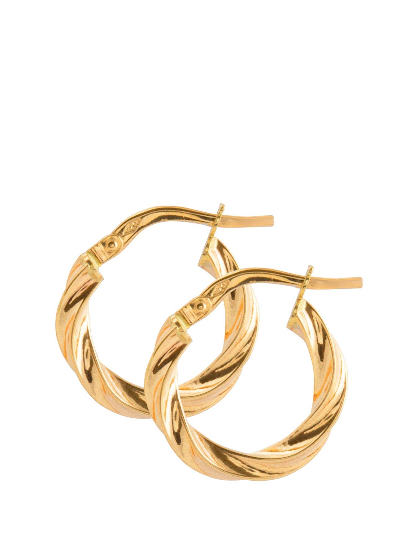 undefined 9ct Gold 15mm Round Twisted Hoop Earrings