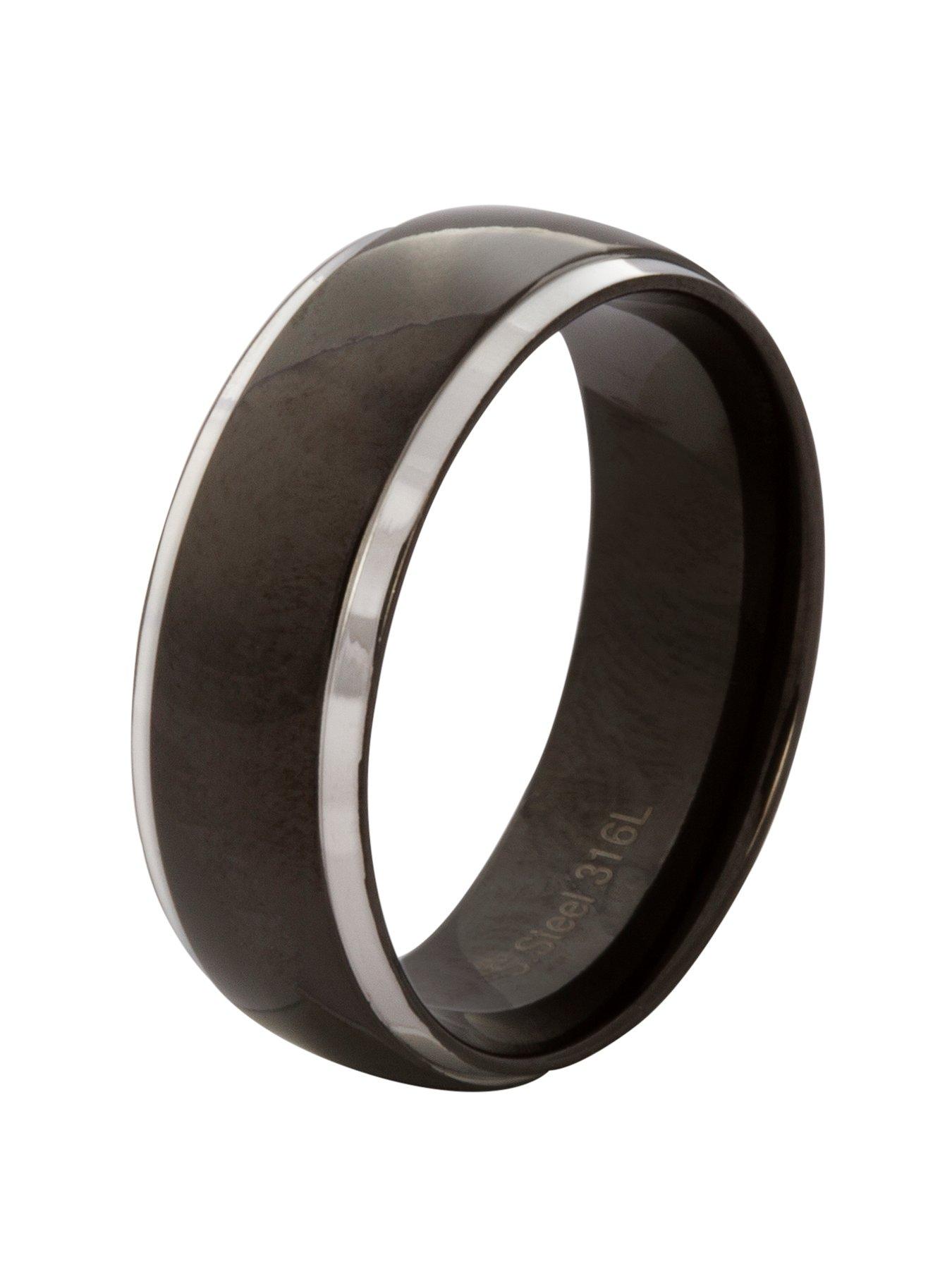 the-love-collection-stainless-steel-amp-black-ionnbspmens-ring