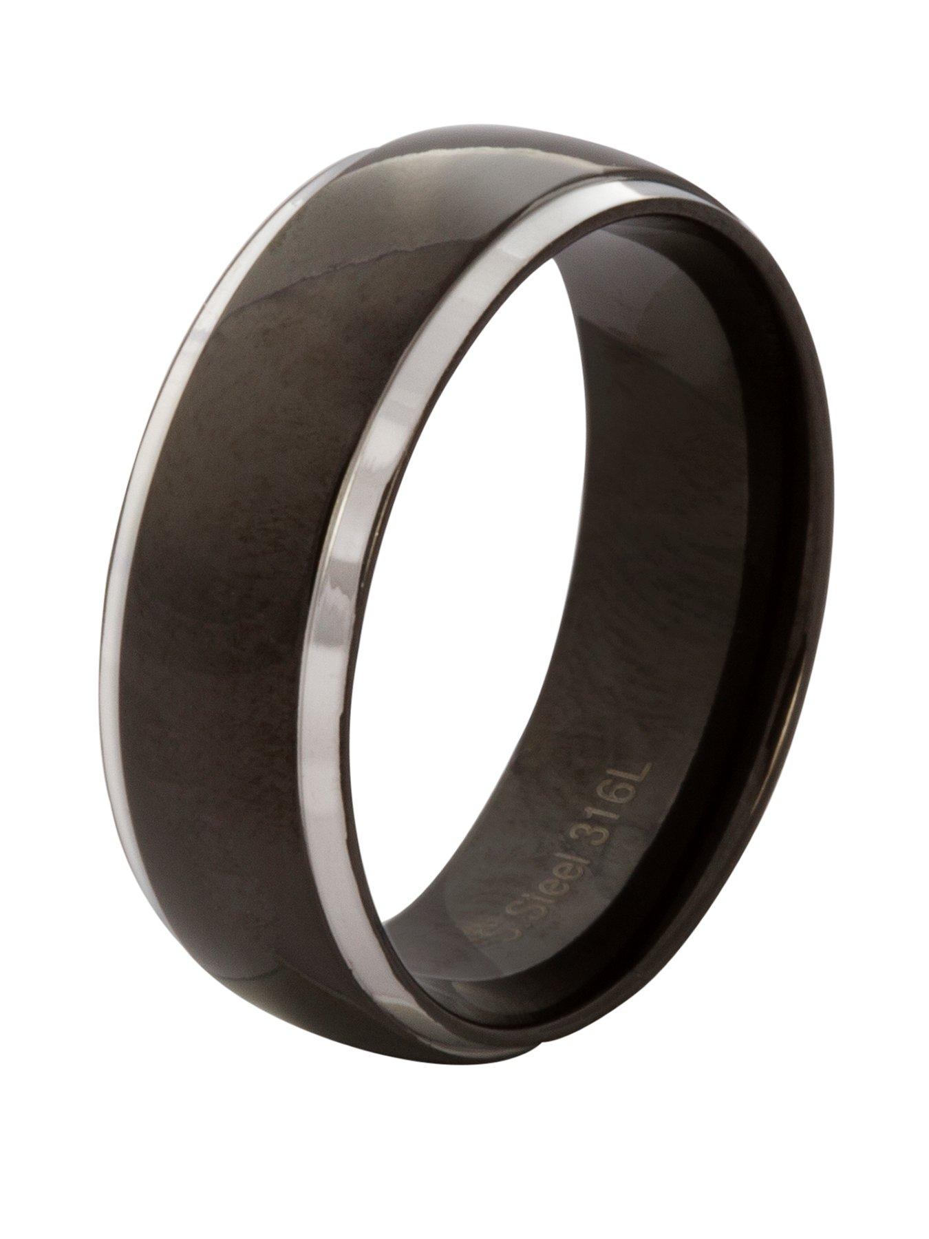 Image 1 of 4 of The Love Collection Stainless Steel &amp; Black Ion&nbsp;Mens Ring