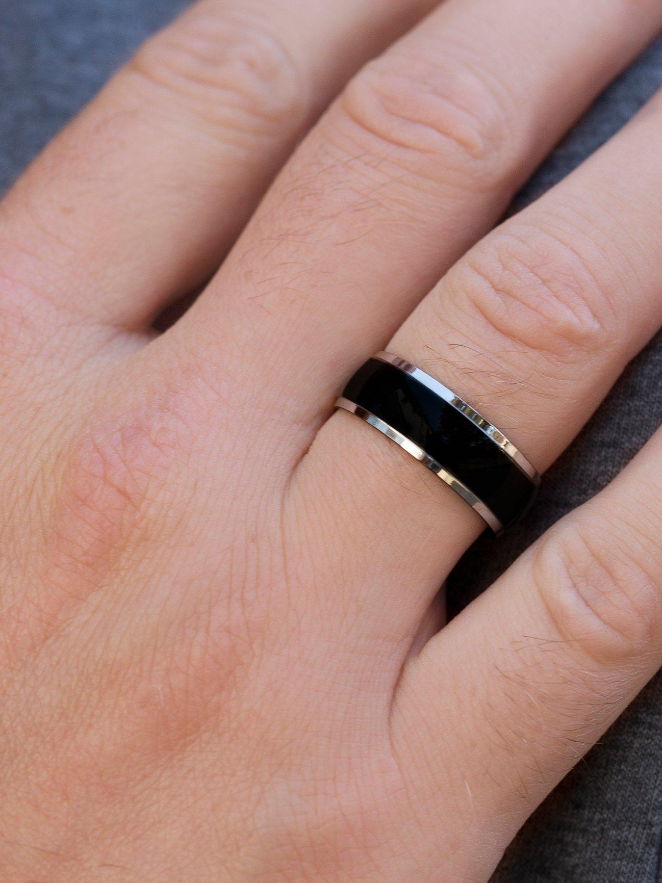 Image 3 of 4 of The Love Collection Stainless Steel &amp; Black Ion&nbsp;Mens Ring