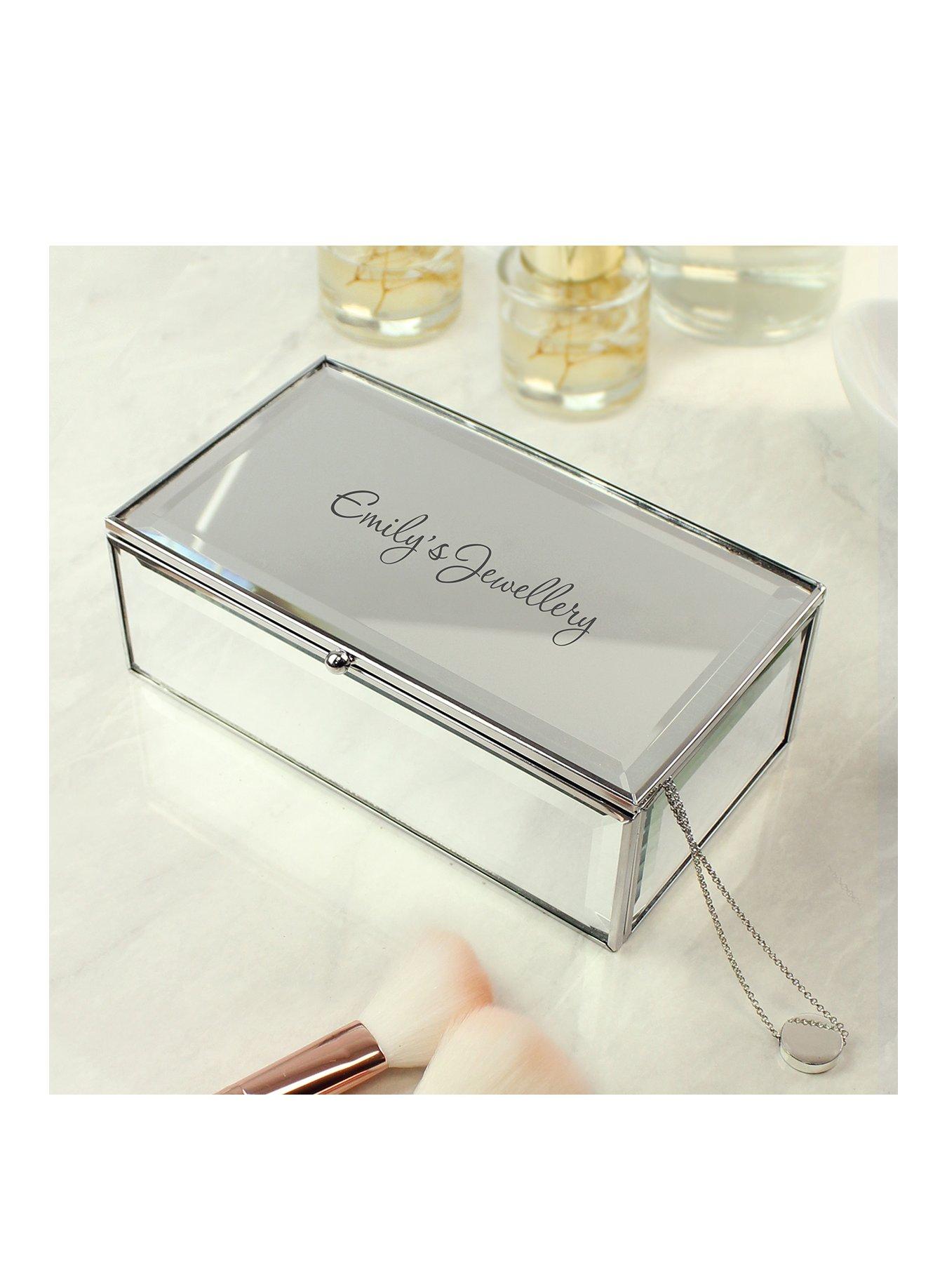 Image of The Personalised Memento Company Bespoke Glass Mirrored Jewellery Box