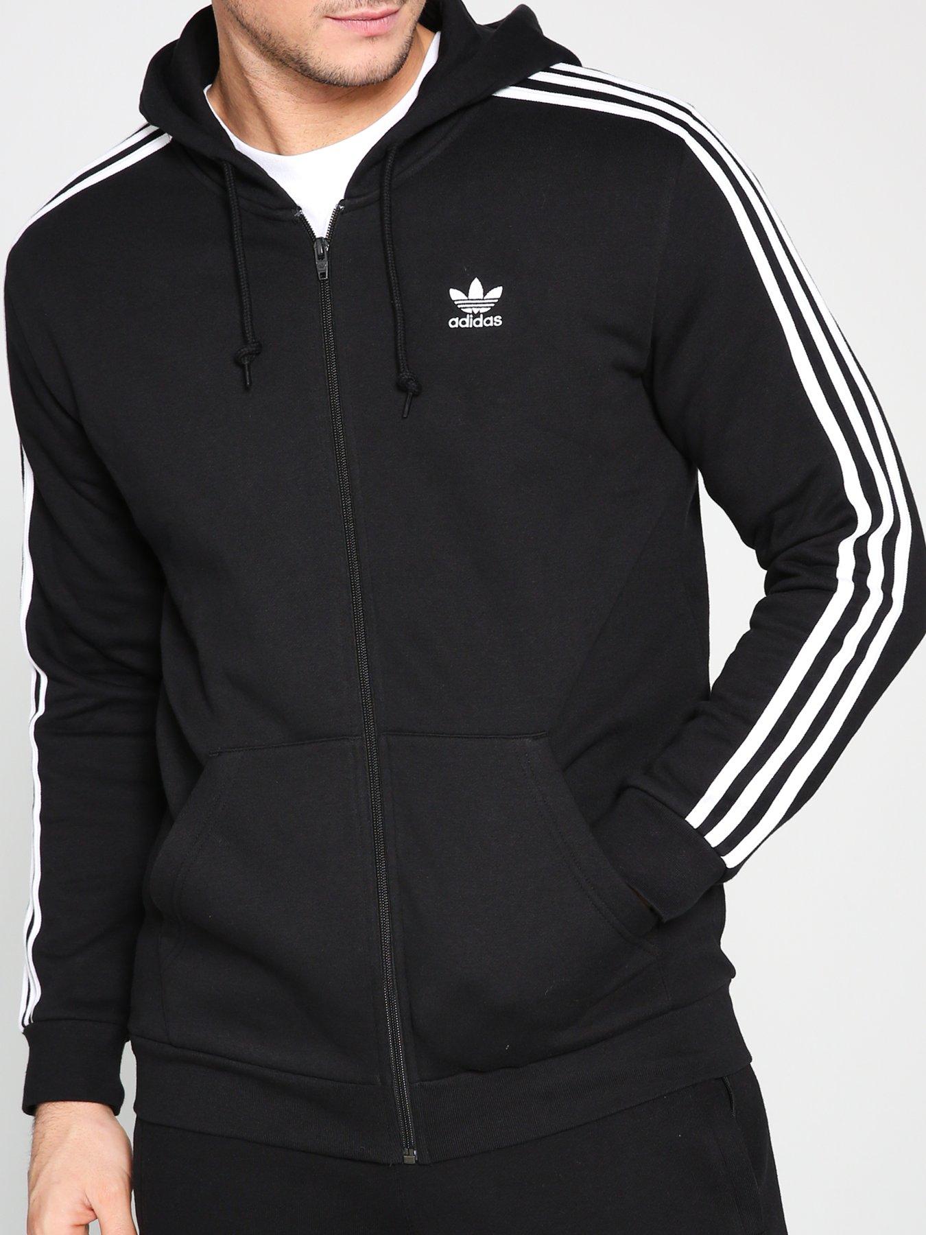 Adidas 3 stripe cheap full zip mens hoodie