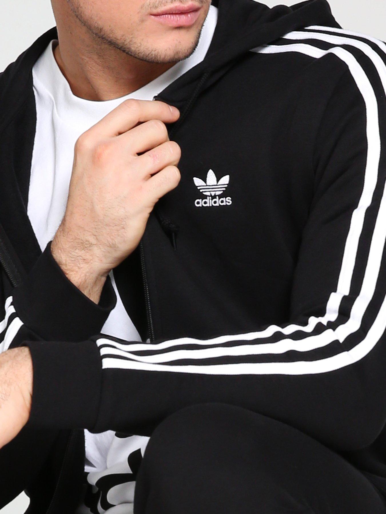 Adidas originals hoodie with 3 stripes and central on sale logo in black