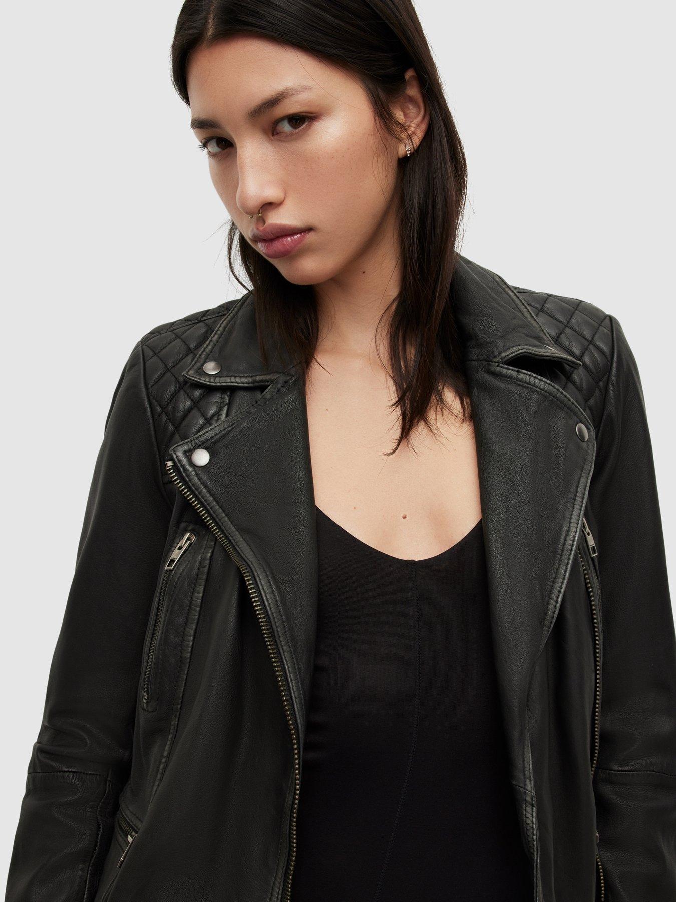 All saints cargo shop leather jacket womens