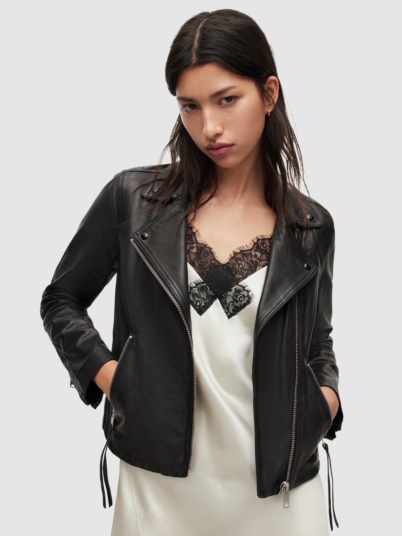 All saints conroy leather jacket clearance womens