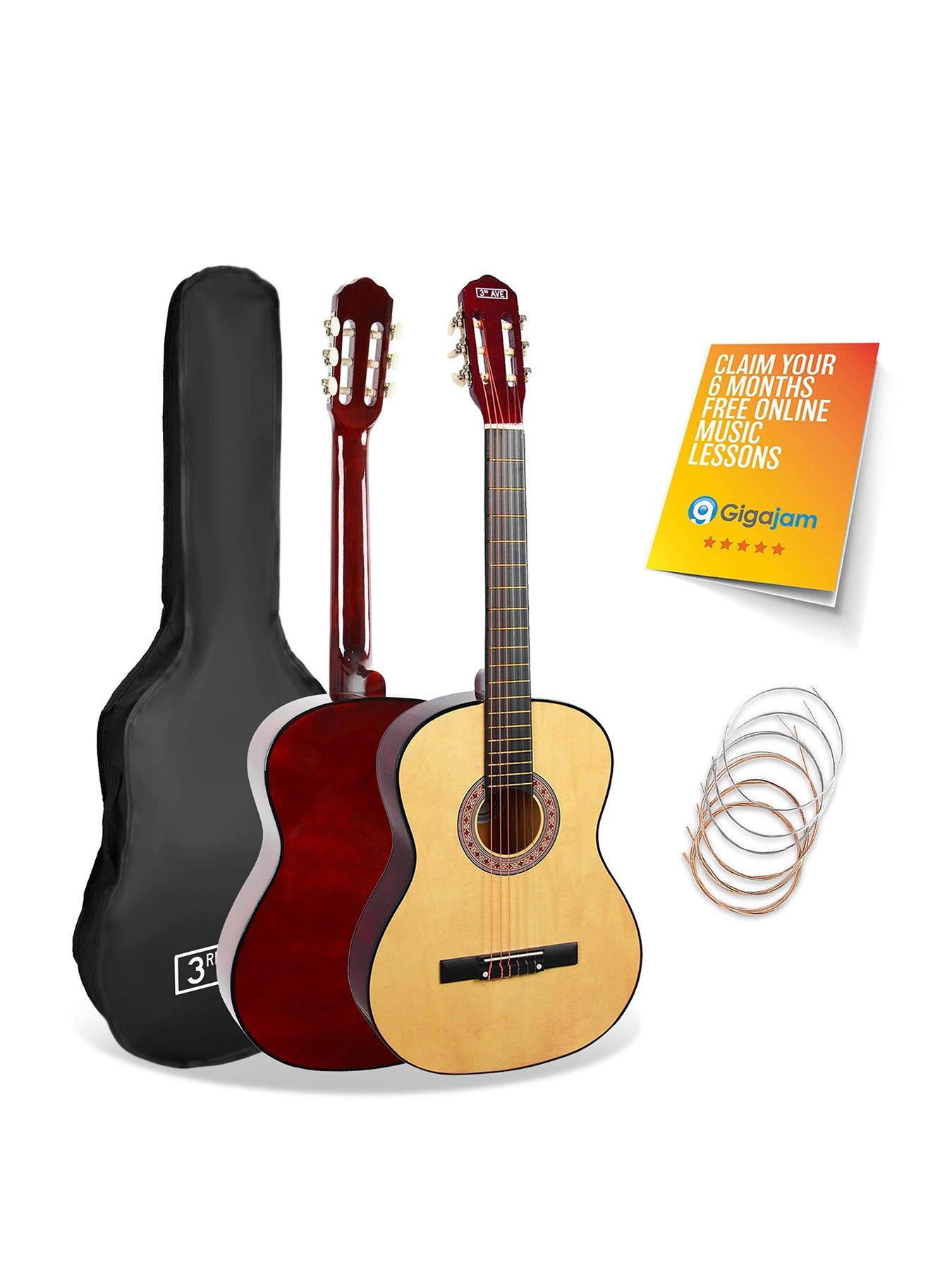 Image 1 of 6 of 3rd Avenue Full Size 4/4 Classical Guitar Beginner Bundle - 6 Months FREE Lessons - Natural