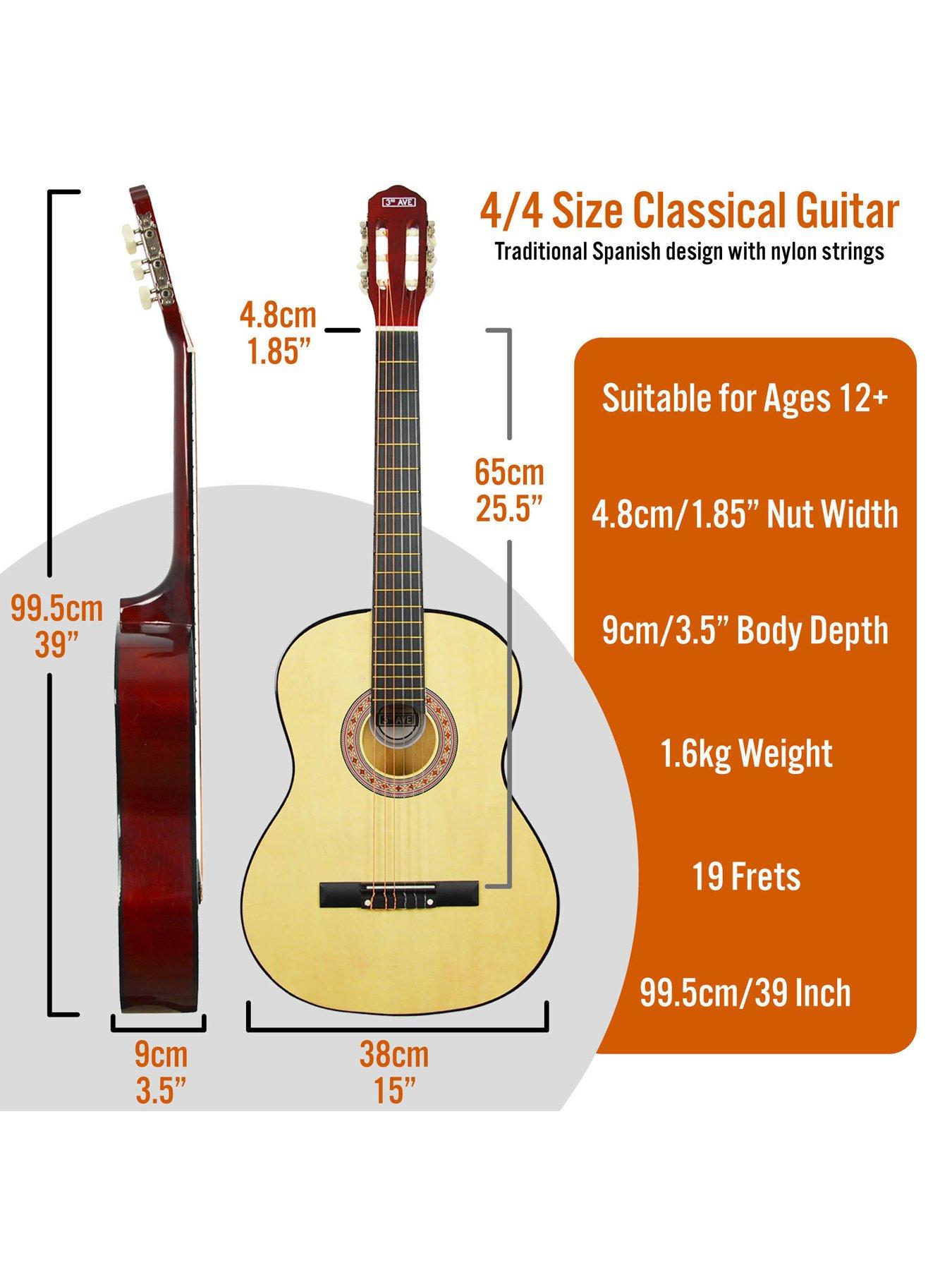 Image 2 of 6 of 3rd Avenue Full Size 4/4 Classical Guitar Beginner Bundle - 6 Months FREE Lessons - Natural